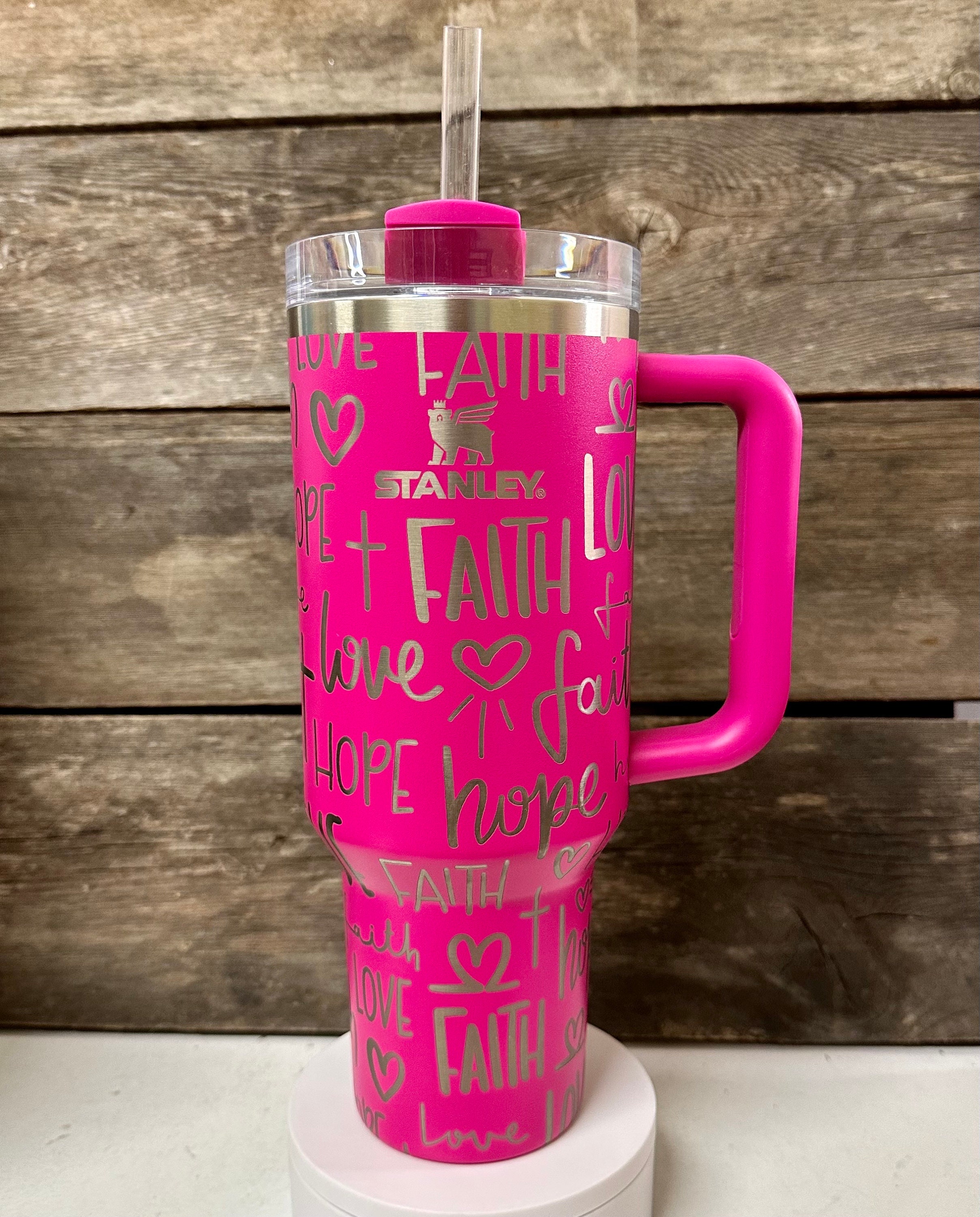 Faith Tumbler, Engraved Tumbler, Christian cup, faith hope love, confirmation gift, religion teacher, cross tumbler, godparent gift