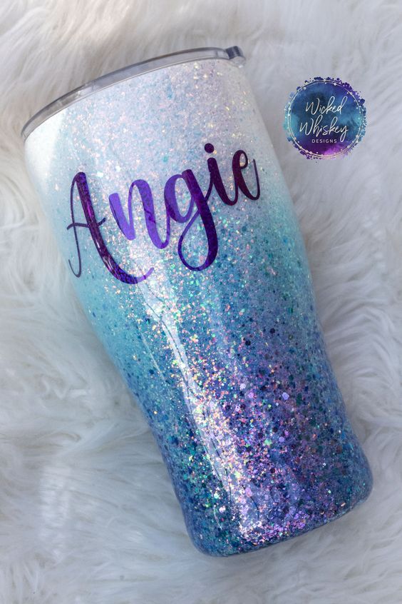 Mermaid Ombre Glitter Tumbler, Personalized Tumbler