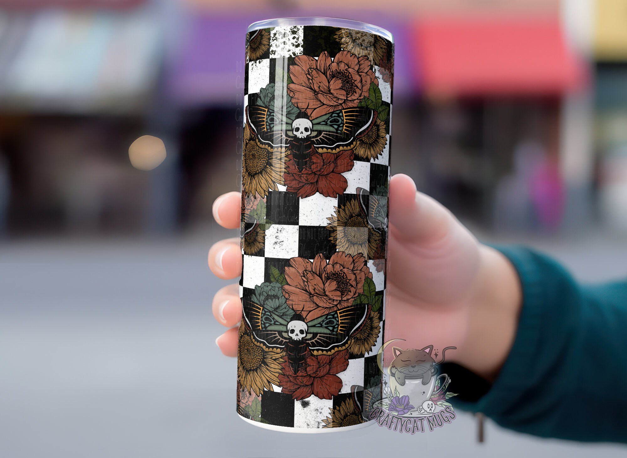 Retro Death Moth Tumbler | Moth Mug | Goth Travel Cup | Witchy Gift