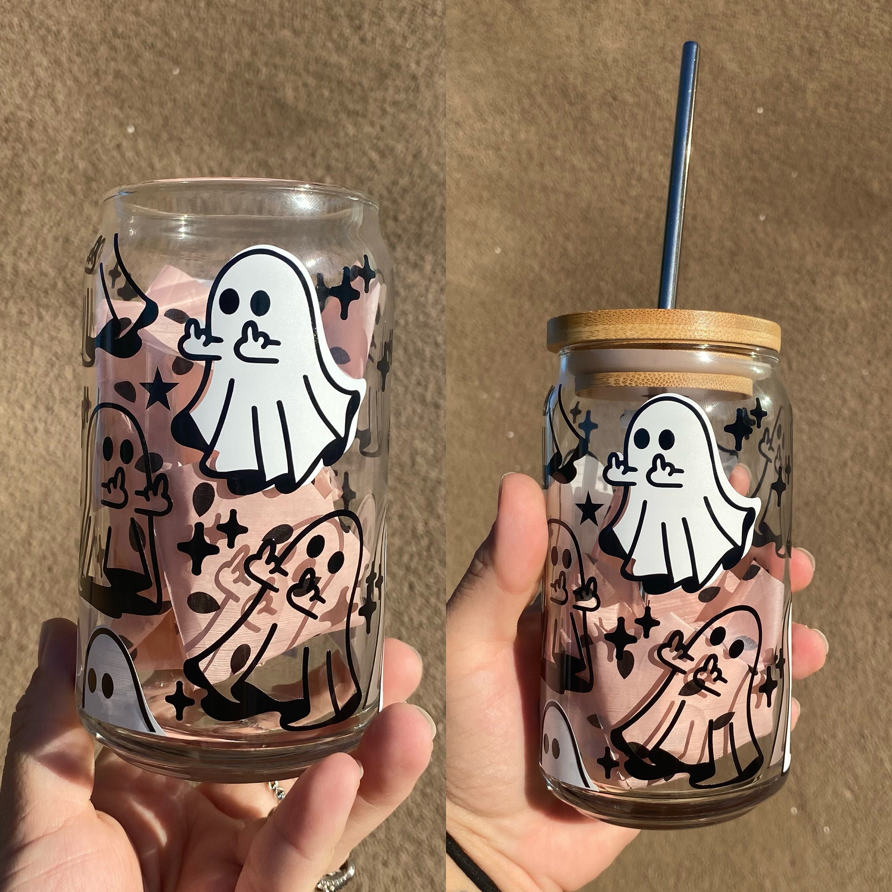 Middle Finger Ghosts, Halloween Cups,Halloween Ghosts,Halloween Decorations,Beer Glass Cans,Halloween Beer Glass,Halloween Beer Glass Coffee