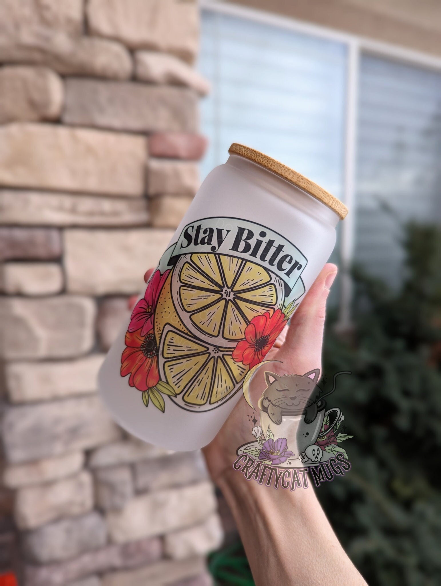 Stay Bitter Glass Cup | Sassy Glass Cup | Snarky Iced Coffee Glass