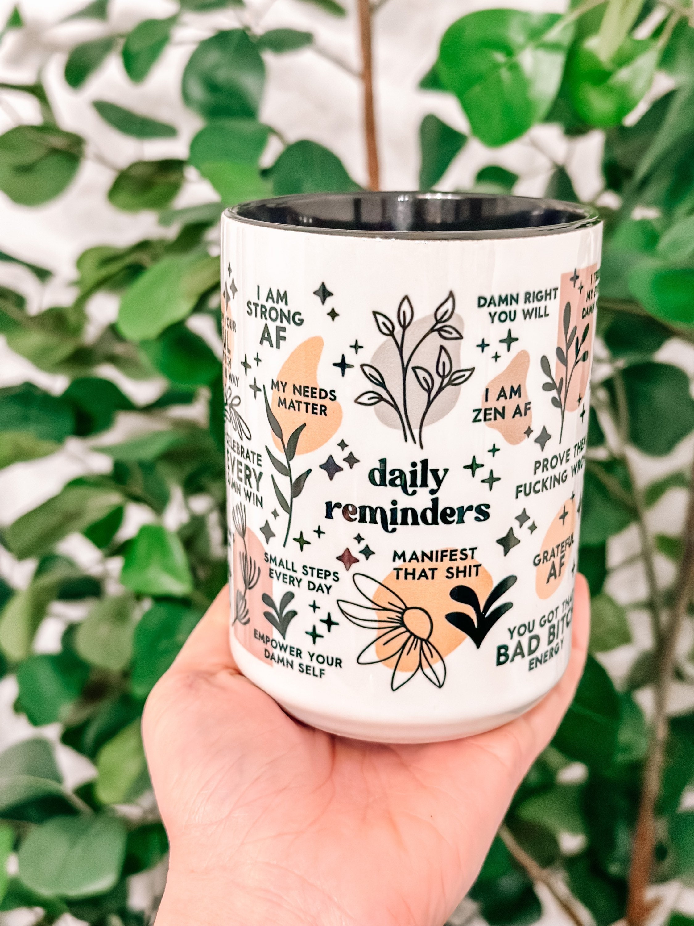 Daily reminders mug Positive Affirmation mug 15oz Daily affirmations mug gift for her mental health gift giftful mug Self love gift