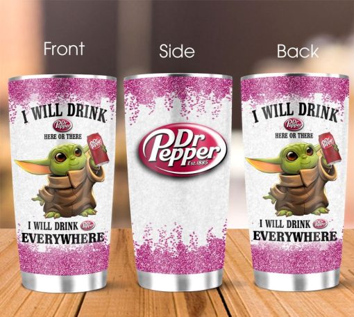 Dr Pepper Yoda Will Drink Everywhere 20Oz Stainless Steel Tumbler