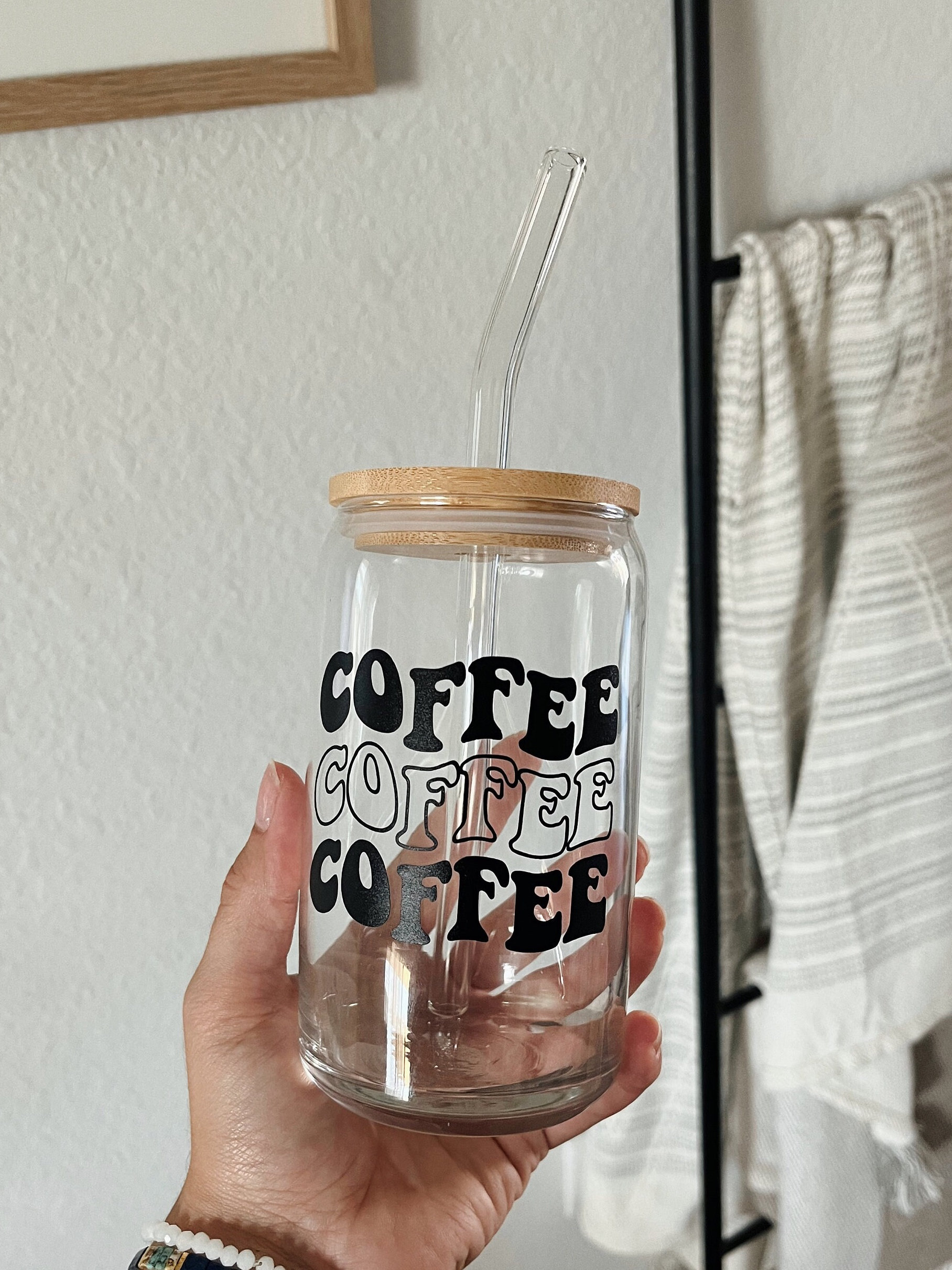 wavy coffee glass tumbler, trendy coffee cup, aesthetic coffee glass