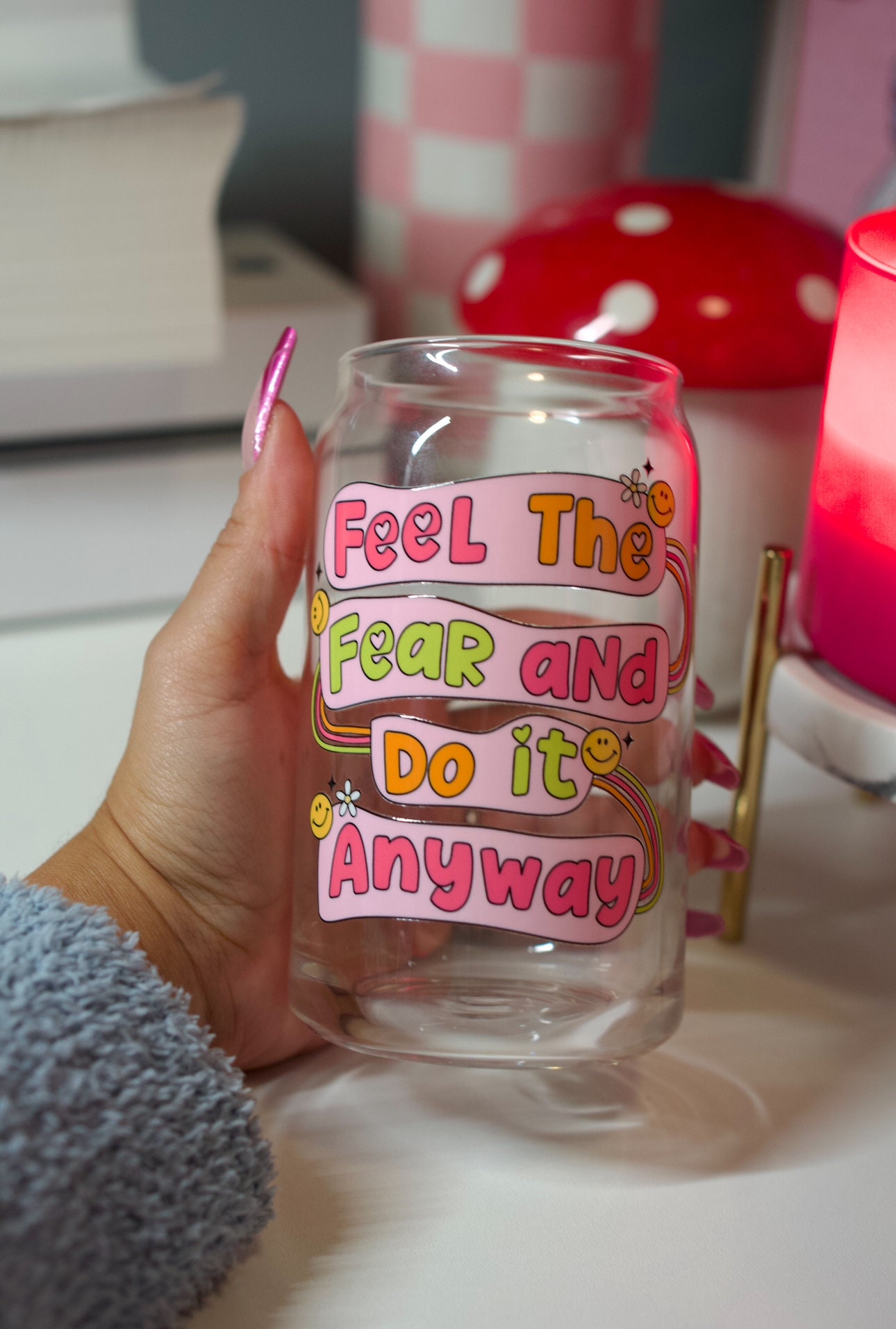 Motivational Glass Cup | Cute Cup | Glass Cup | Coffee Glass | Iced Coffee Glass | Glass Can | Cute Cup | Trendy Glass Cup