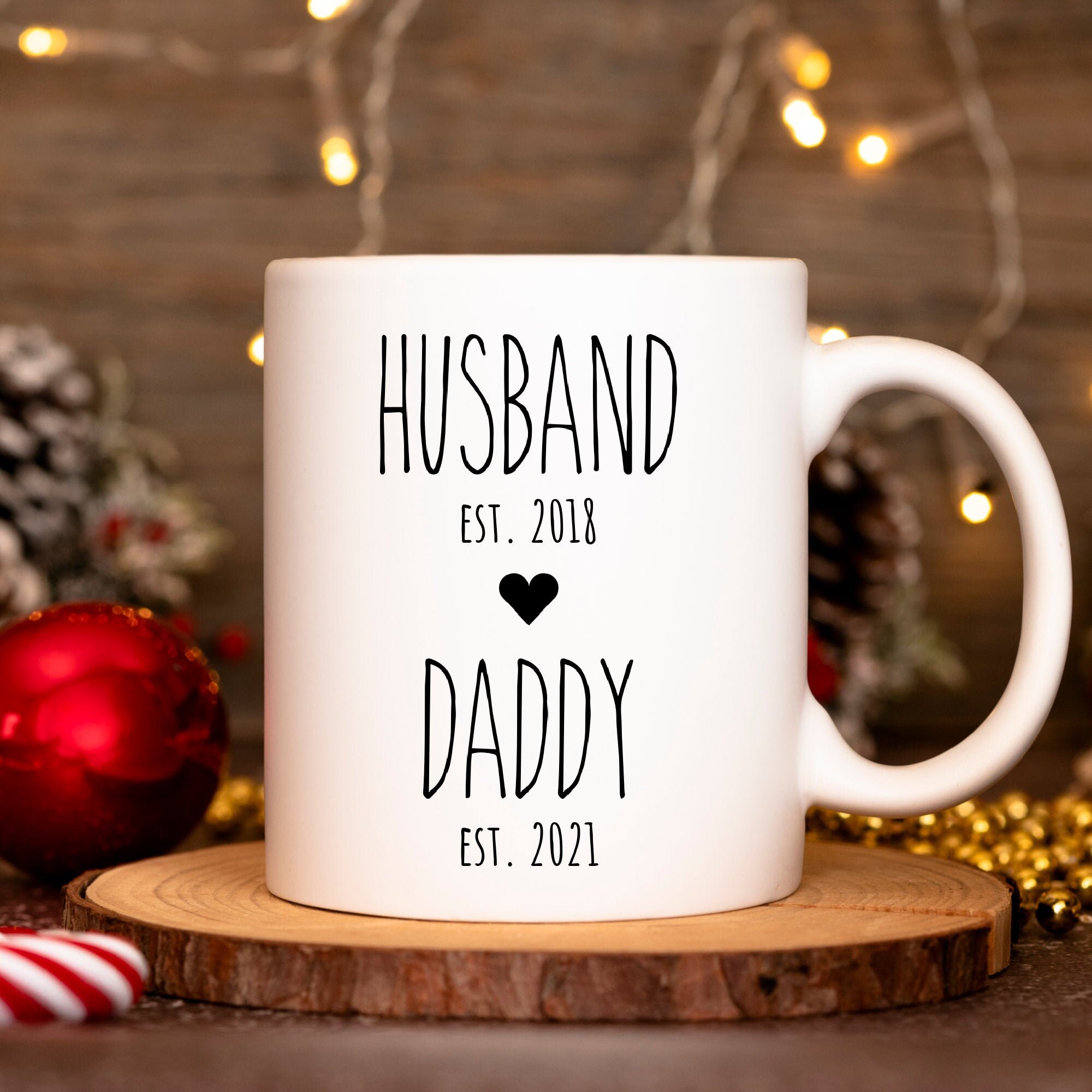 Pregnancy Reveal to Husband First Father’s Day Mug Personalized Daddy Est. 2021 Mug New Dad Gifts Present from Wife Present from Baby