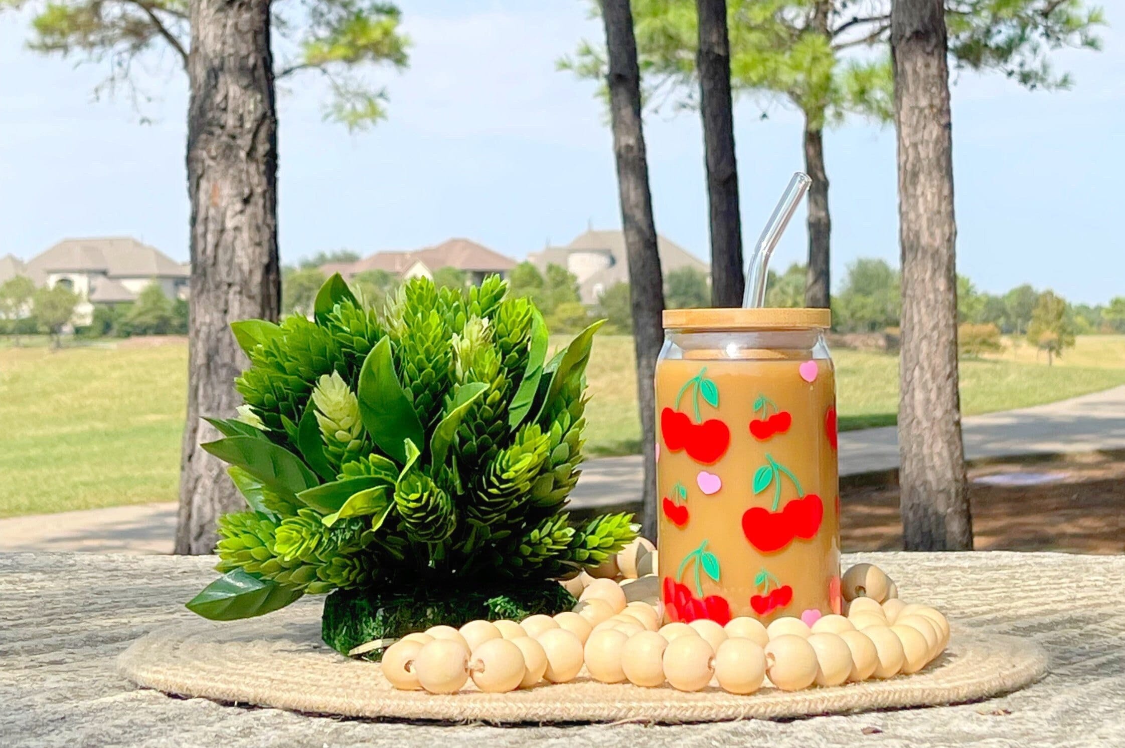 Cherry Heart Glass Can | Heart Cherry Beer Glass Can | Aesthetic Summer Can Glass | Iced Coffee Cup | Summer Cup | Gift for her