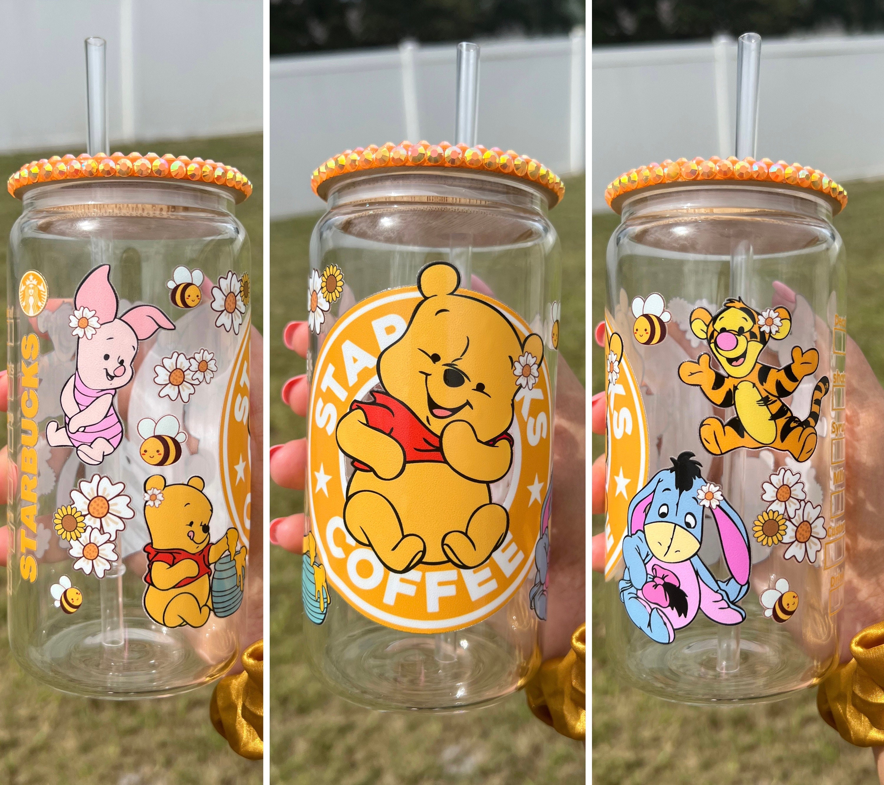 Baby Pooh and Friends 16 Fl Oz Clear Beer Can Glass Cup, Cute Disney inspired Glass Cups, Disney Tumblers, Disneyland Tumblers, Custom Cups