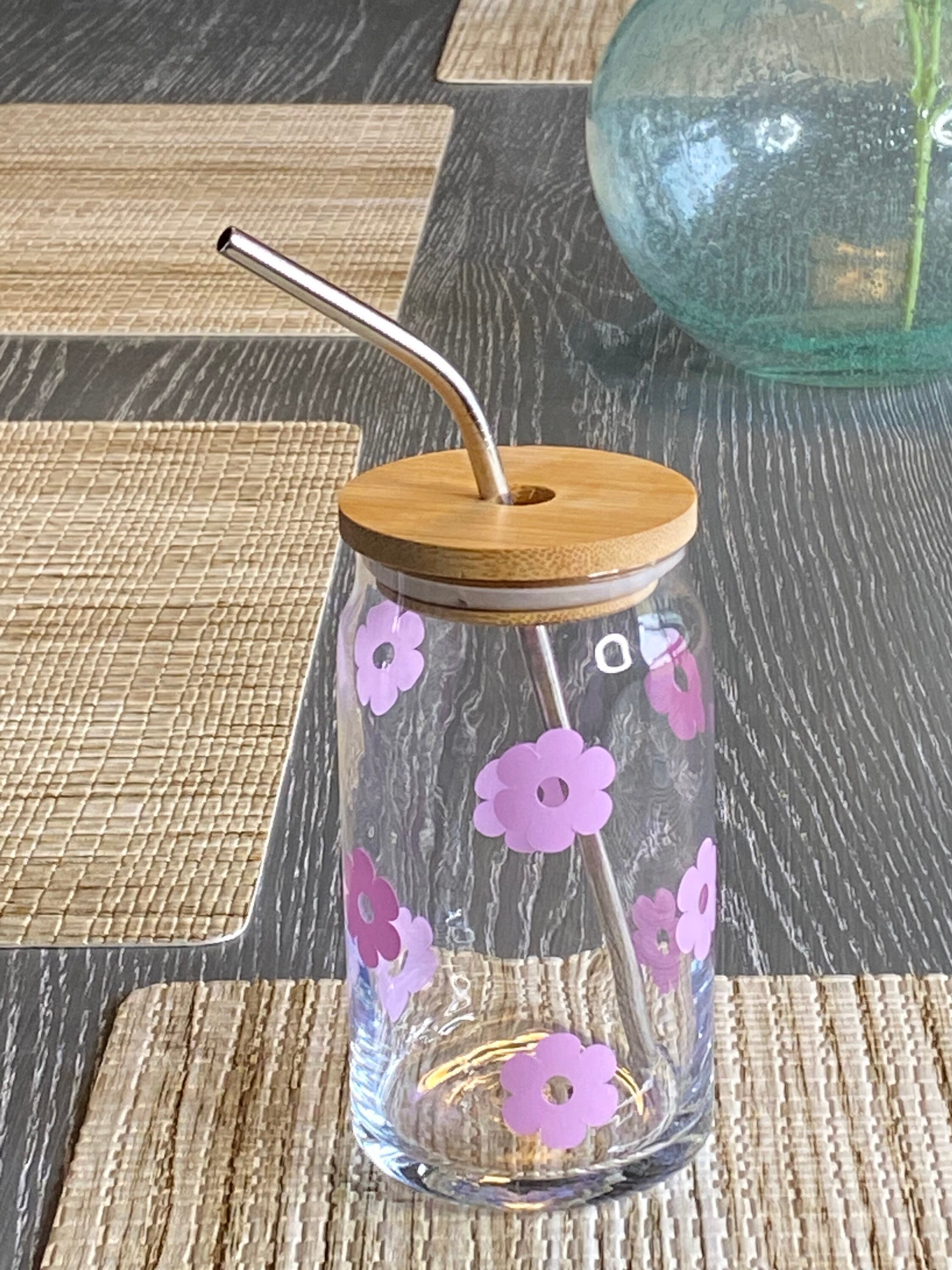 Lavender Flower Soda Can Glass