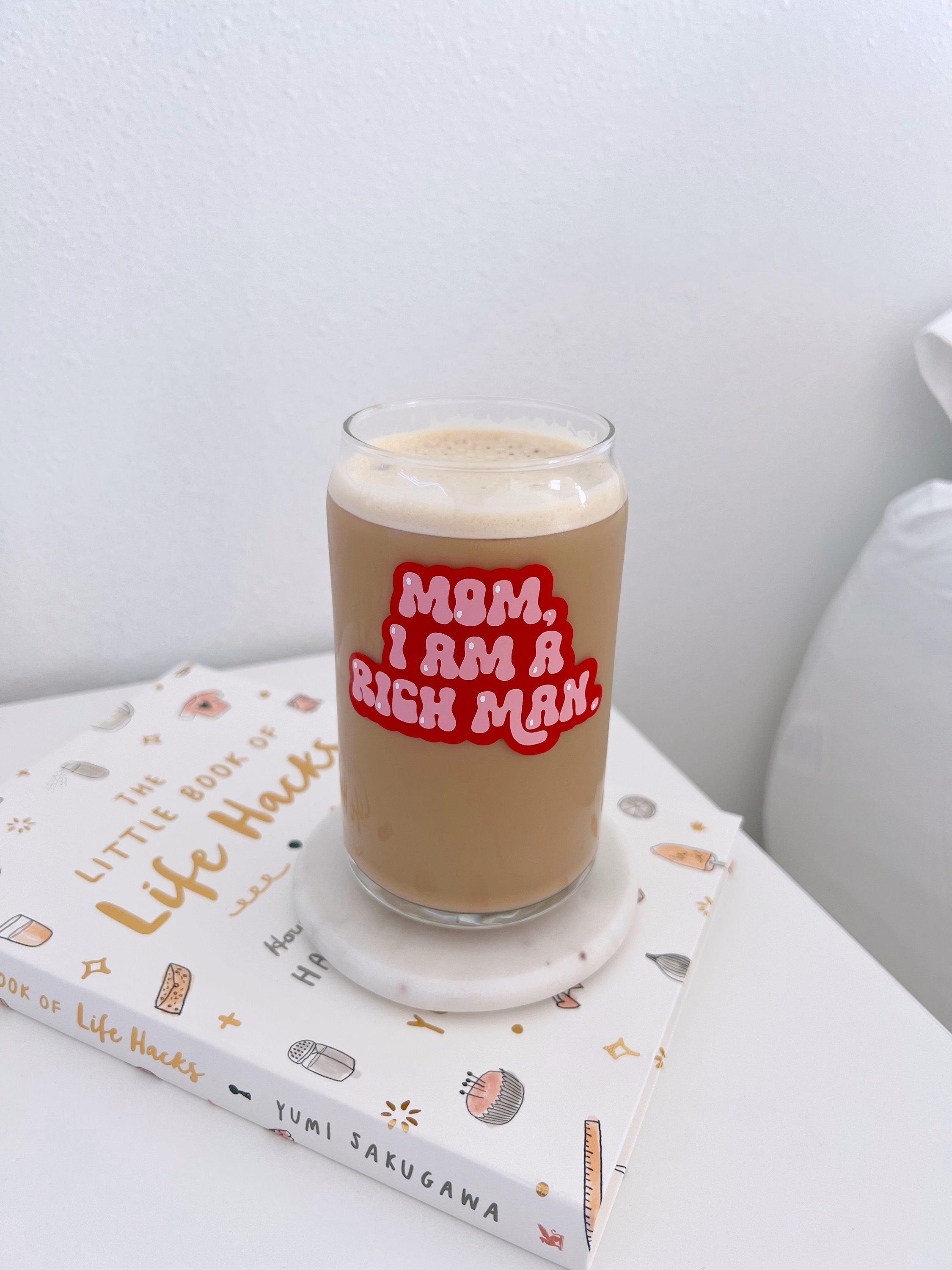 Rich Man | Cher | Coffee Glass | Beer Pint Glass | 16 oz Glass | Coffee Addicts | Morning Coffee | Iced Coffee | Valentines | Cupid | Love