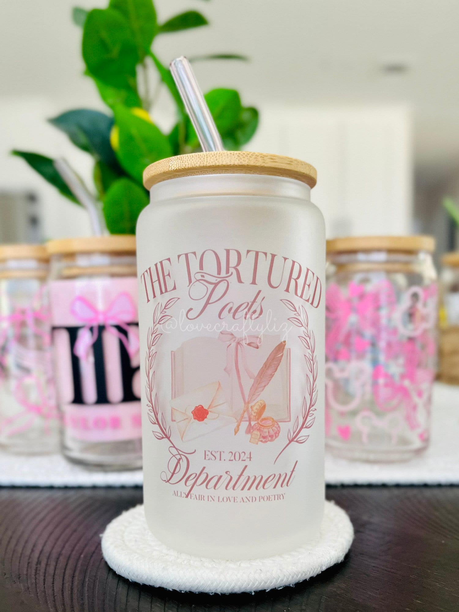 The Tortured Poets Department 16 oz Beer Can Glass | TTPD Cup | Iced Coffee | Taylor Swift | Swiftie | Coquette | Gift TS Kelce