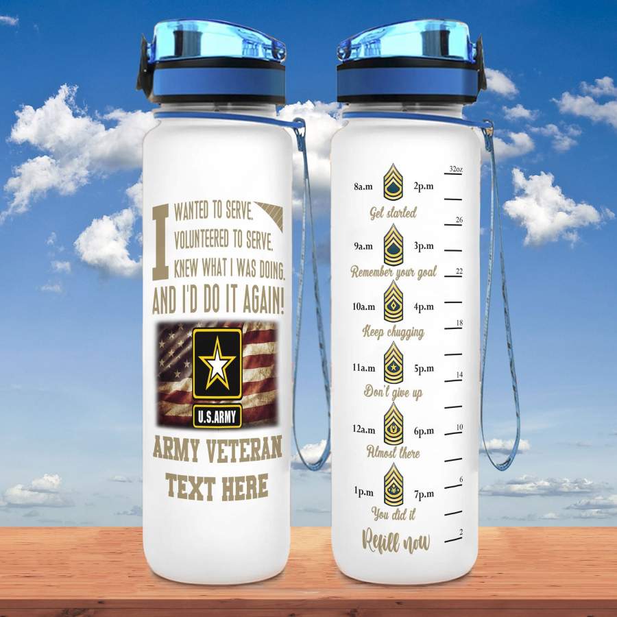 Veteran Water Tracker Bottle Personalized Volunteered To Serve NQT9865218