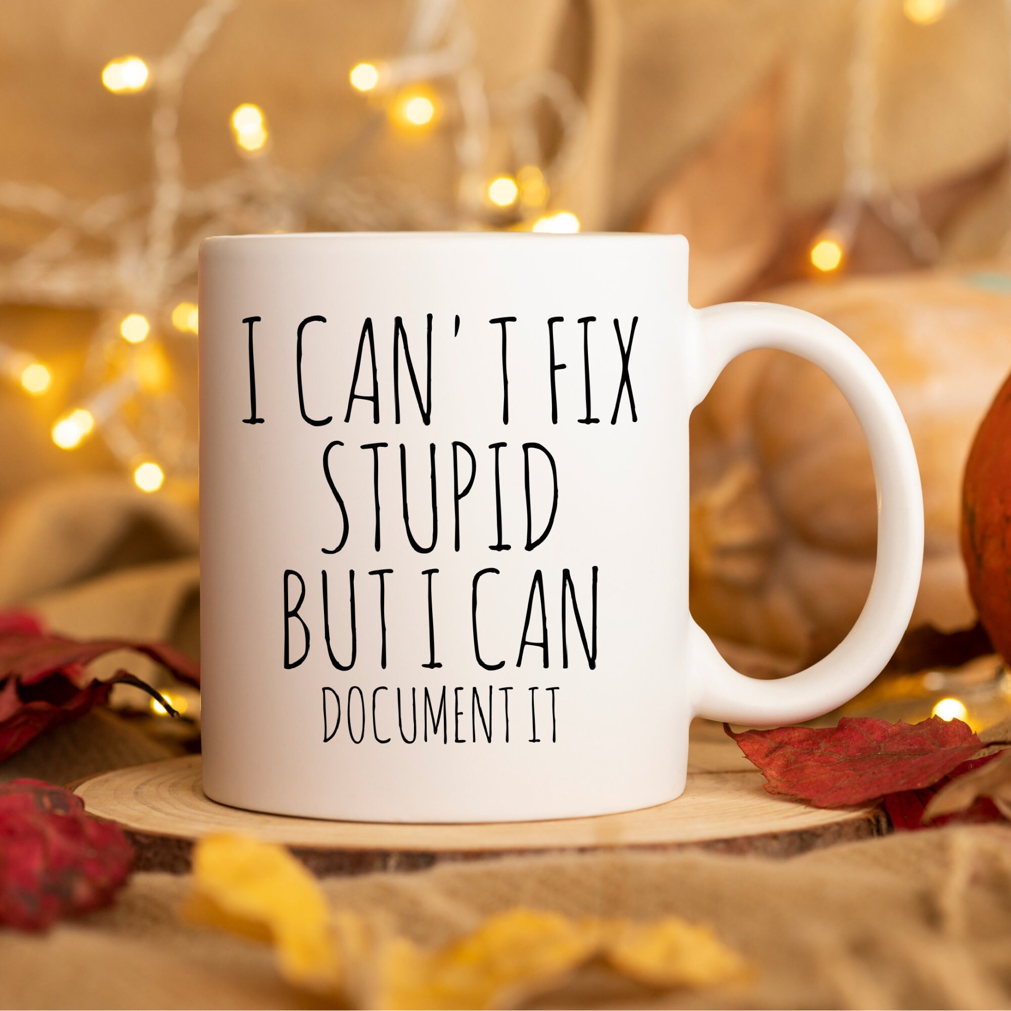 Funny Human Resource Mug Funny Human Resources Gift Ideas Retirement Mug hr Manager Mug I Can’t Fix Stupid But I Can Document it HR gift