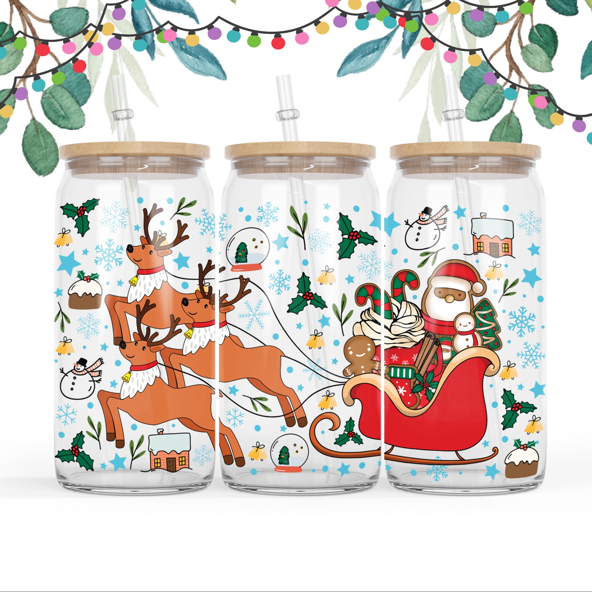 16 oz Libbey Beer Glass Can Sublimation It’s The Most Wonderful Time Of The Year PNG Sublimation Designs, Christmas Deer , Winter 16 oz