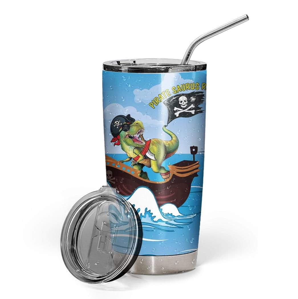 Gearhuman 3D Pirate And Surfer Saurus Rex Custom Design Vacuum Insulated Tumbler