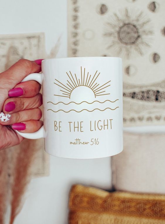 Be the Light Mug Christian Coffee Mug Bible Verse Mug Bible