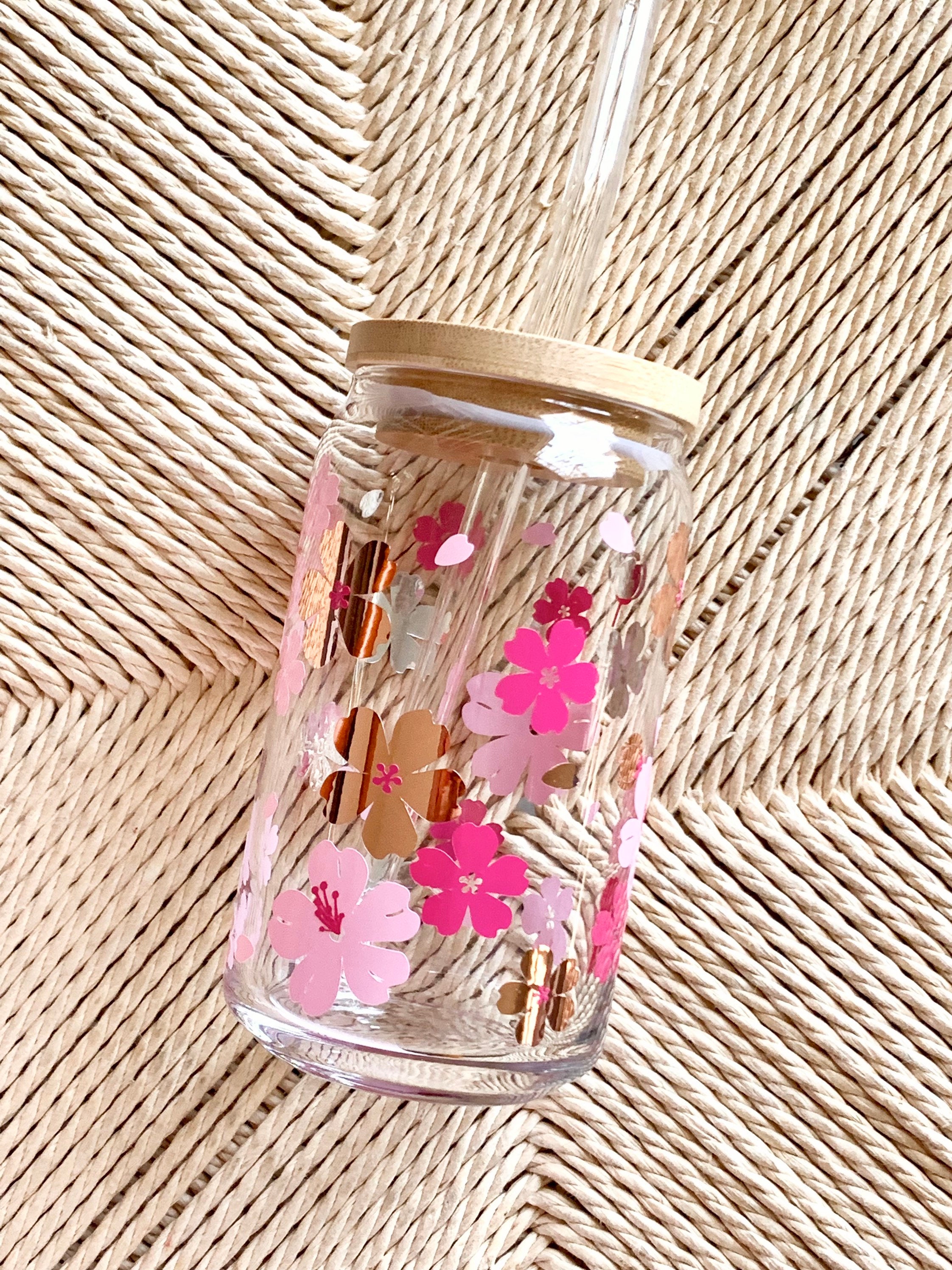 Cherry blossom cups | Sakura | floral glass | pink flower glass cups |sakura glass cups| gifts for her