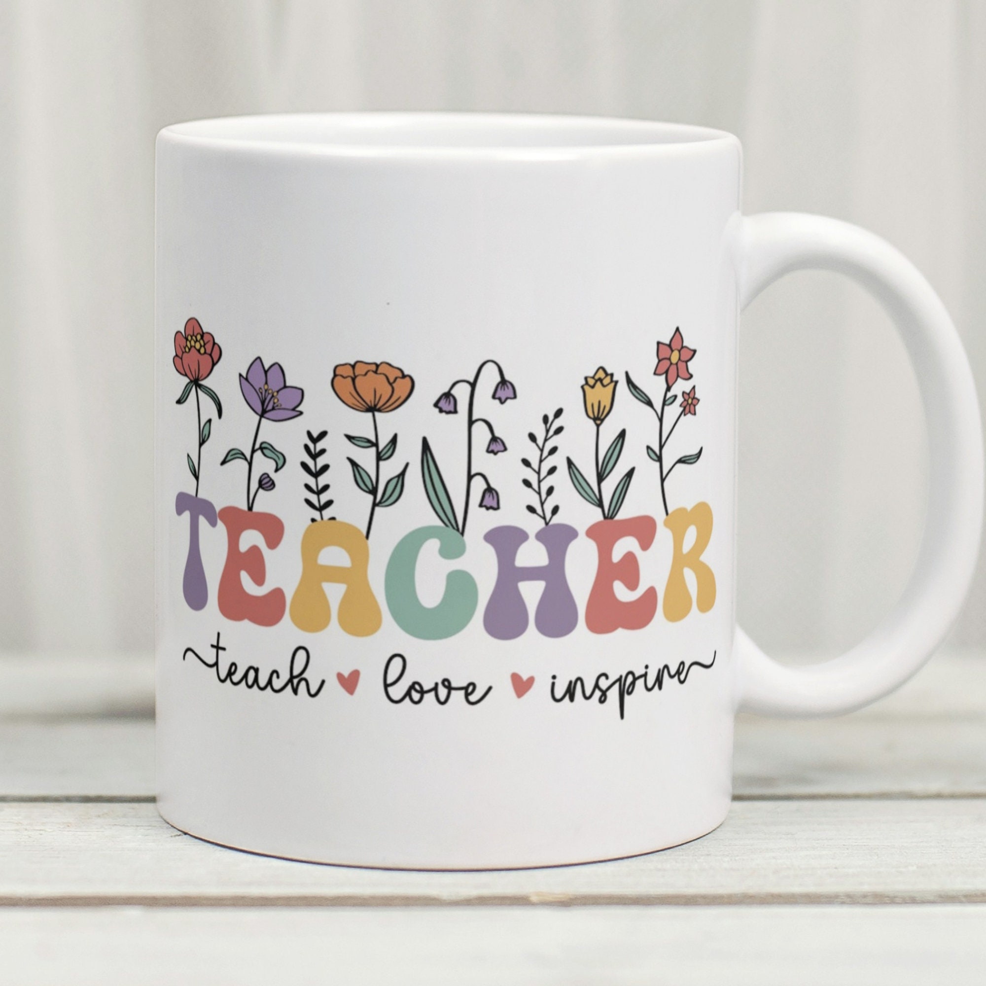 Teacher Mug, Teacher Gift Mug, End Of Term Mug, Gift For Teacher, Thank You Teacher, Vintage Floral