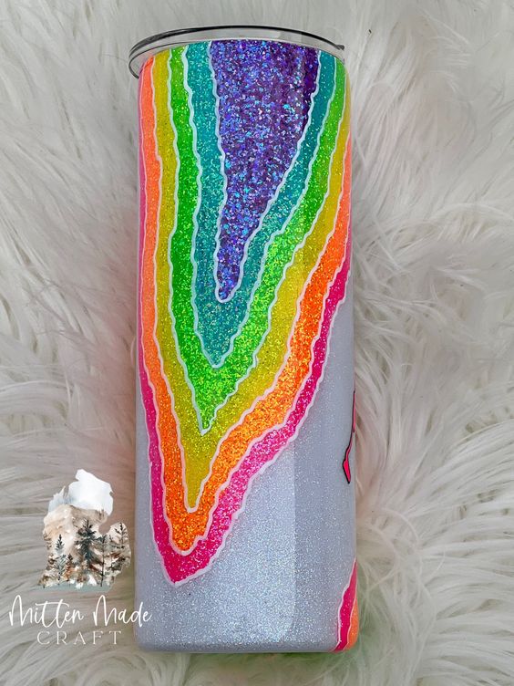 Geode Glitter Tumbler, Neon Glitter Tumbler, Fluorescent Glitter Tumbler