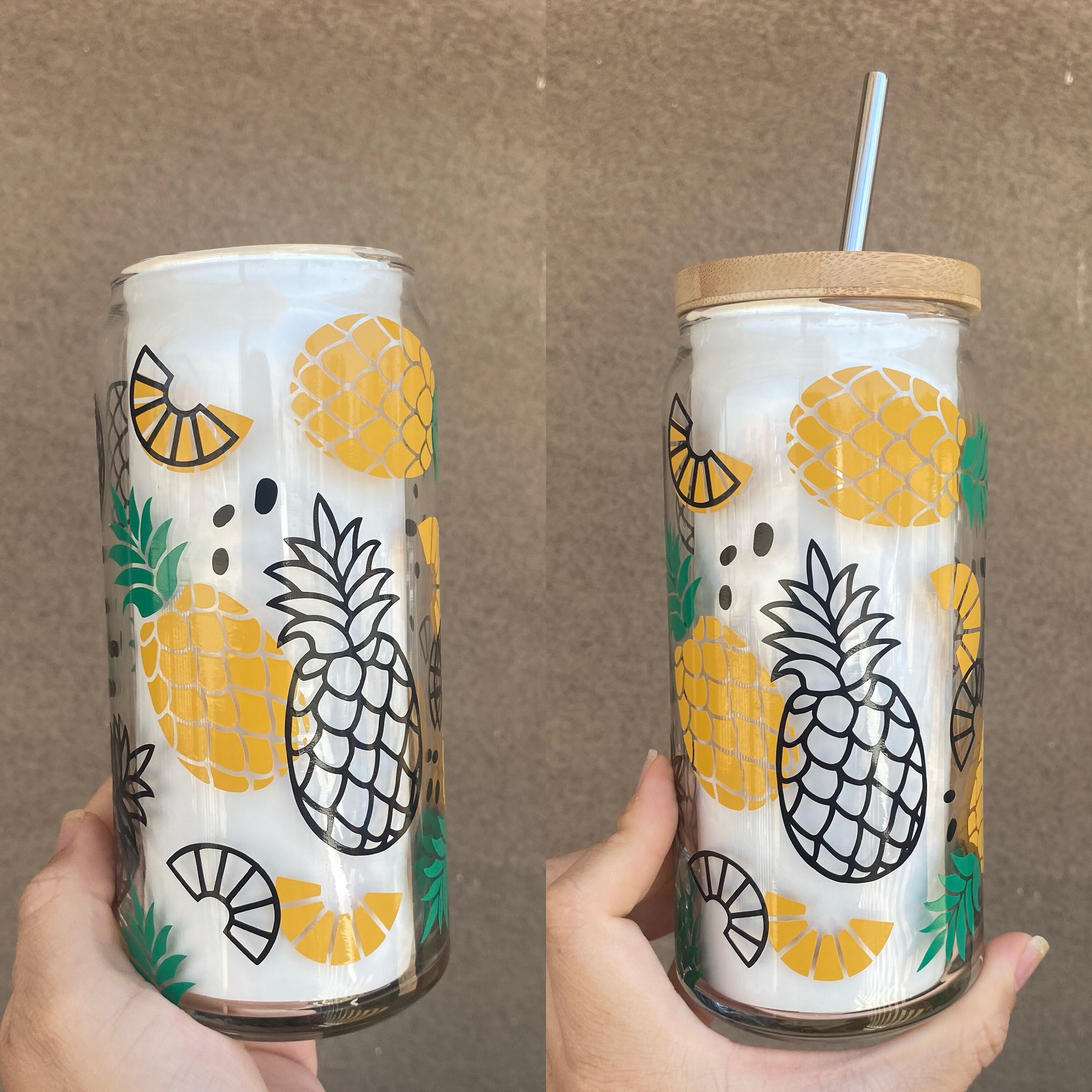 Pineapple Beer Glass Can, Pineapple Glass Can, Libbey Beer Glass Can, Pineapple Wrap Svg, Fruit Tumbler, Iced Coffee Cup, Pineapple Cup