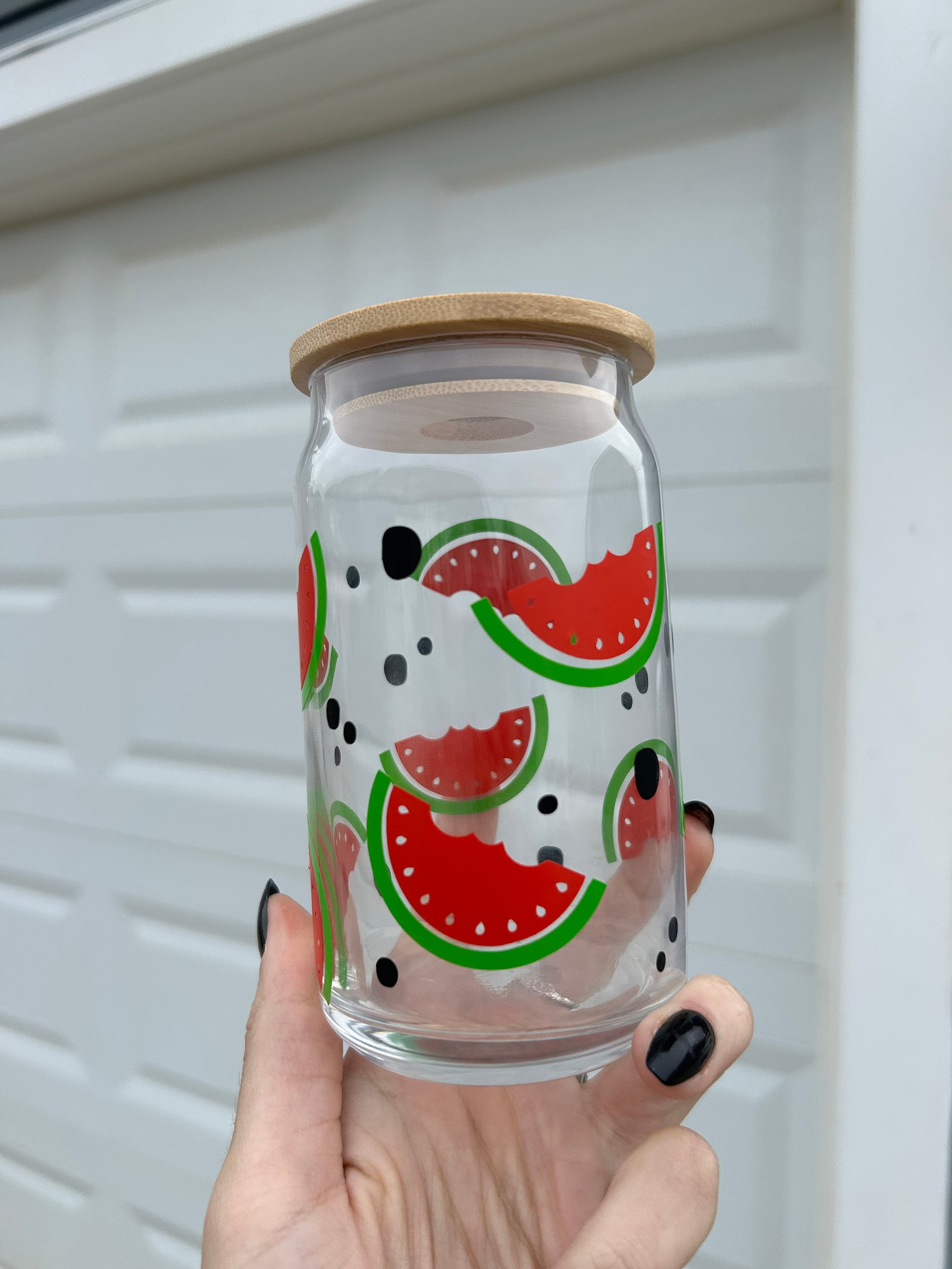 Watermelon Glass | Watermelon Cup | Fruit Cup | Cute Glass Cup | Iced Coffee Glass | Summer Fruit Cup