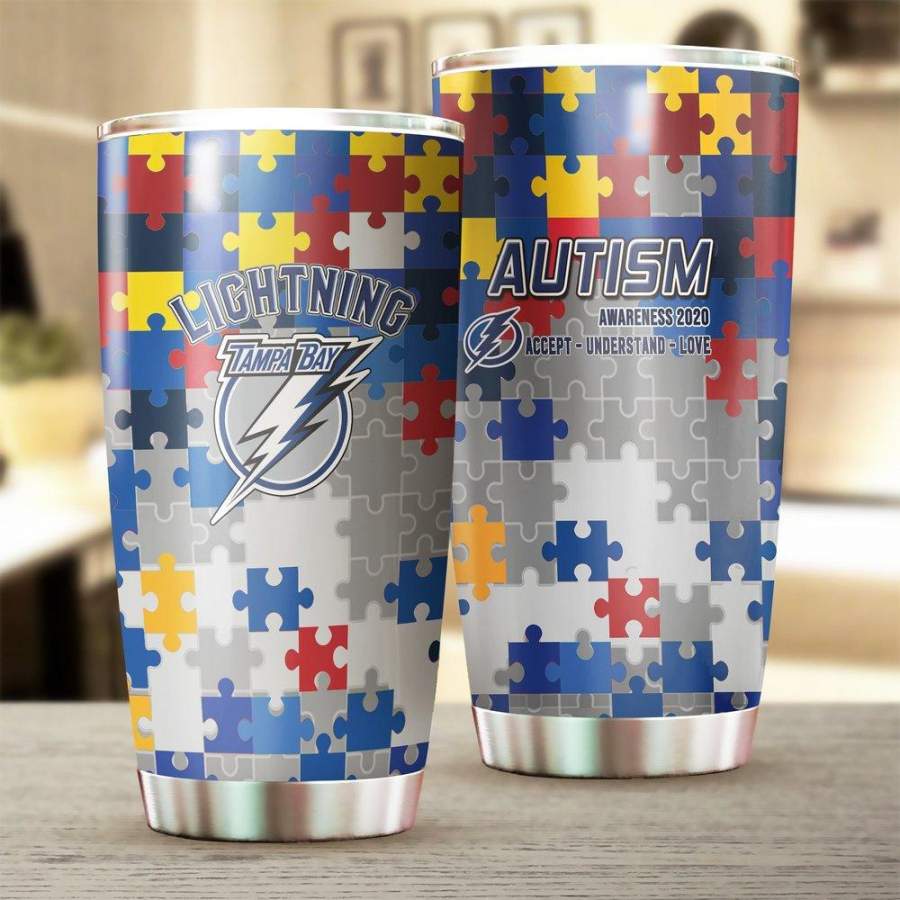 [Stainless Steel Tumbler 20 Oz] NHL107 Tampa Bay Lightning Stainless Steel Tumbler, Stainless Steel Mug Autism Father Day gifts, Mother Day gift