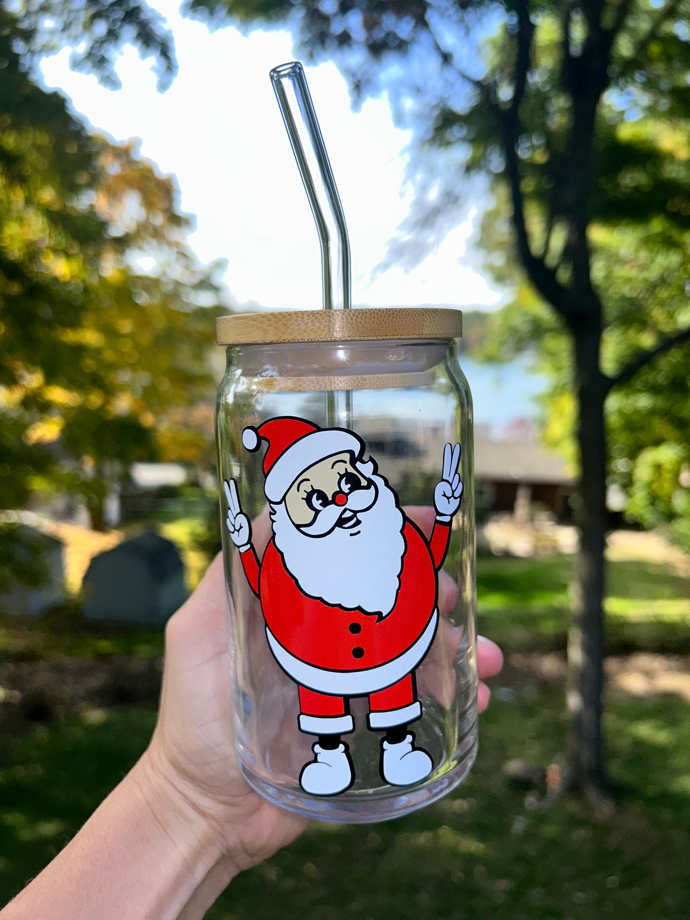 Christmas Beer Can Glass, Christmas Coffee Glass