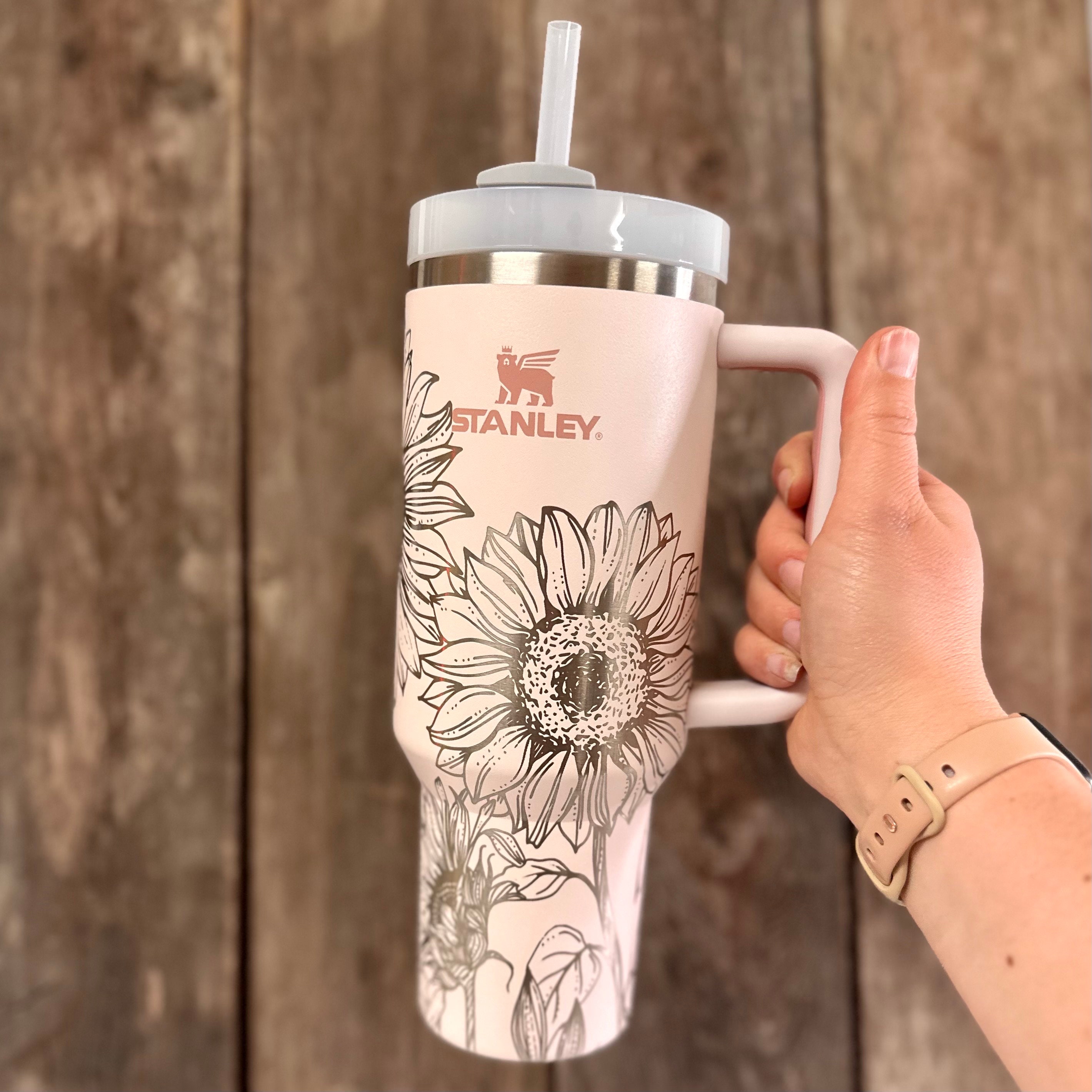 Sunflower Tumbler, Engraved Tumbler, postpartum, Mothers Day, sunflower lover gift, 40oz tumbler with handle, personalized sunflower cup