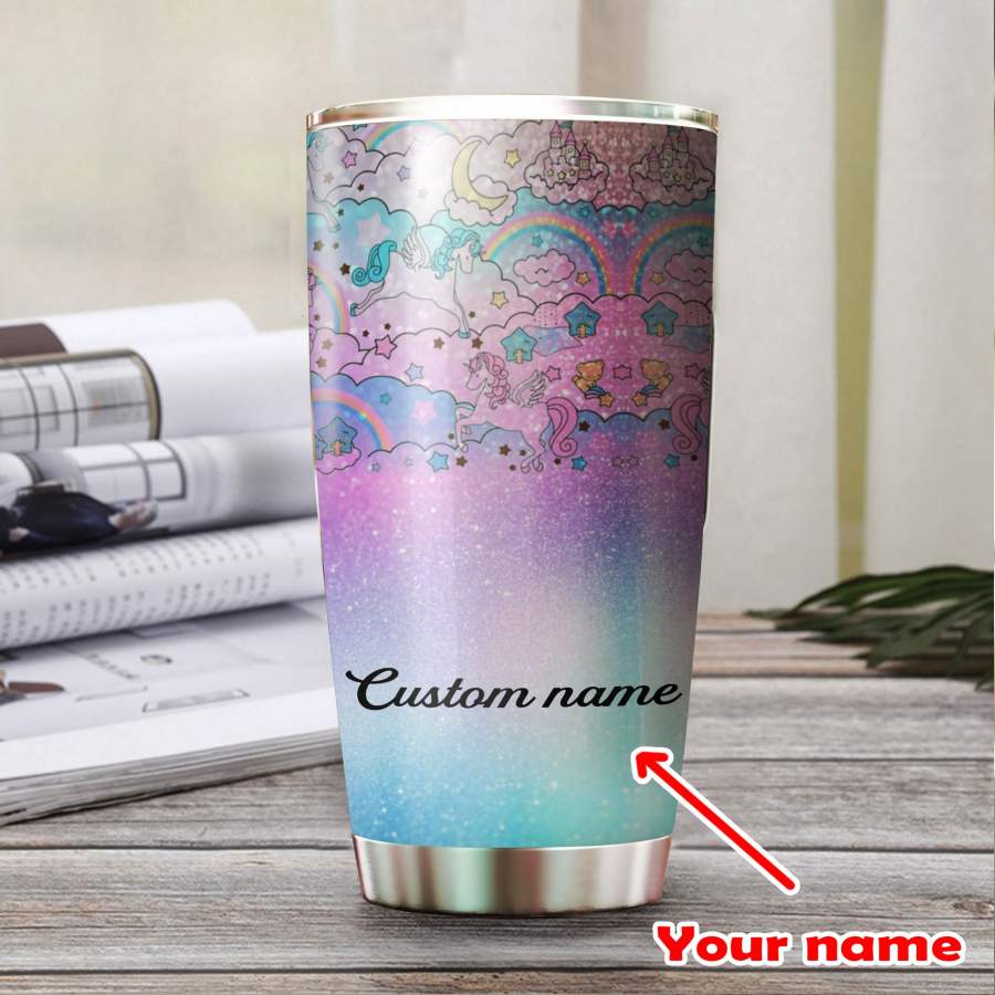 Personalized Your Name Love Unicorn Stainless Steel Tumbler