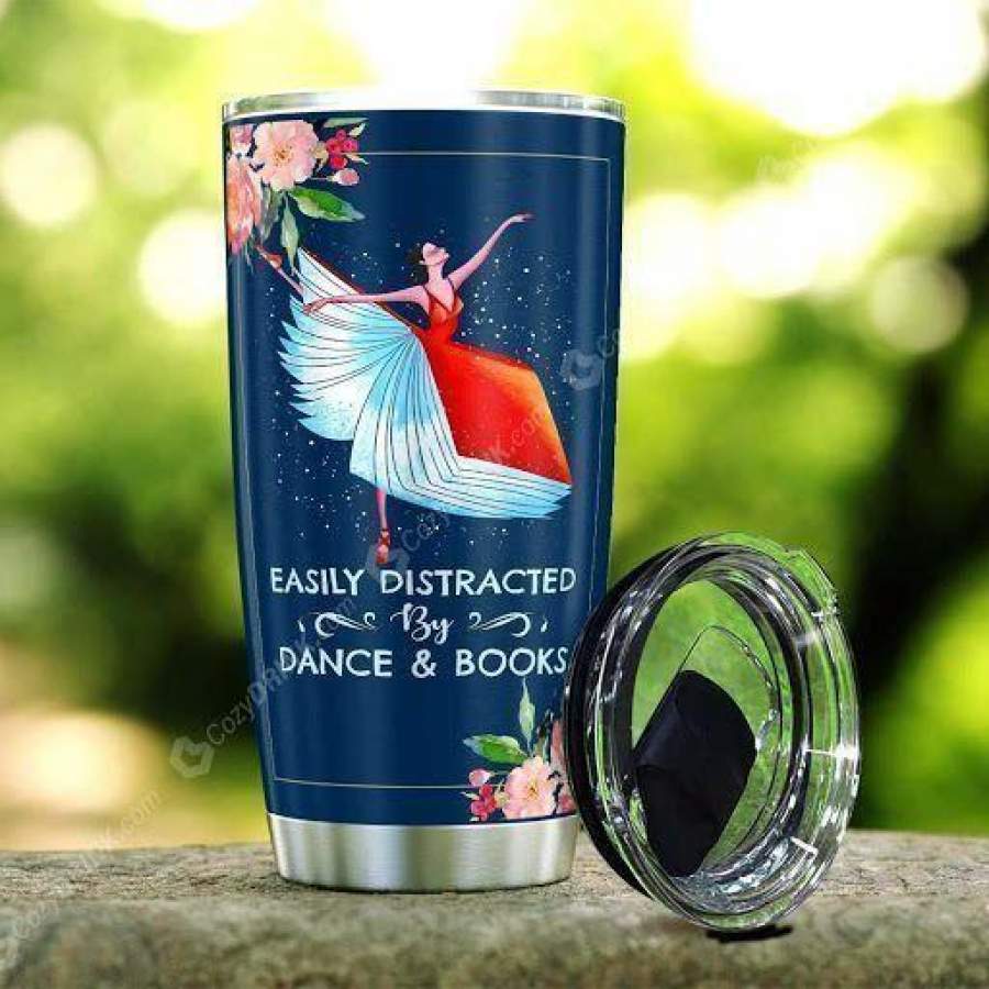 [Tumbler] Easily Distracted By Dance And Books Stainless Steel Tumbler 3100