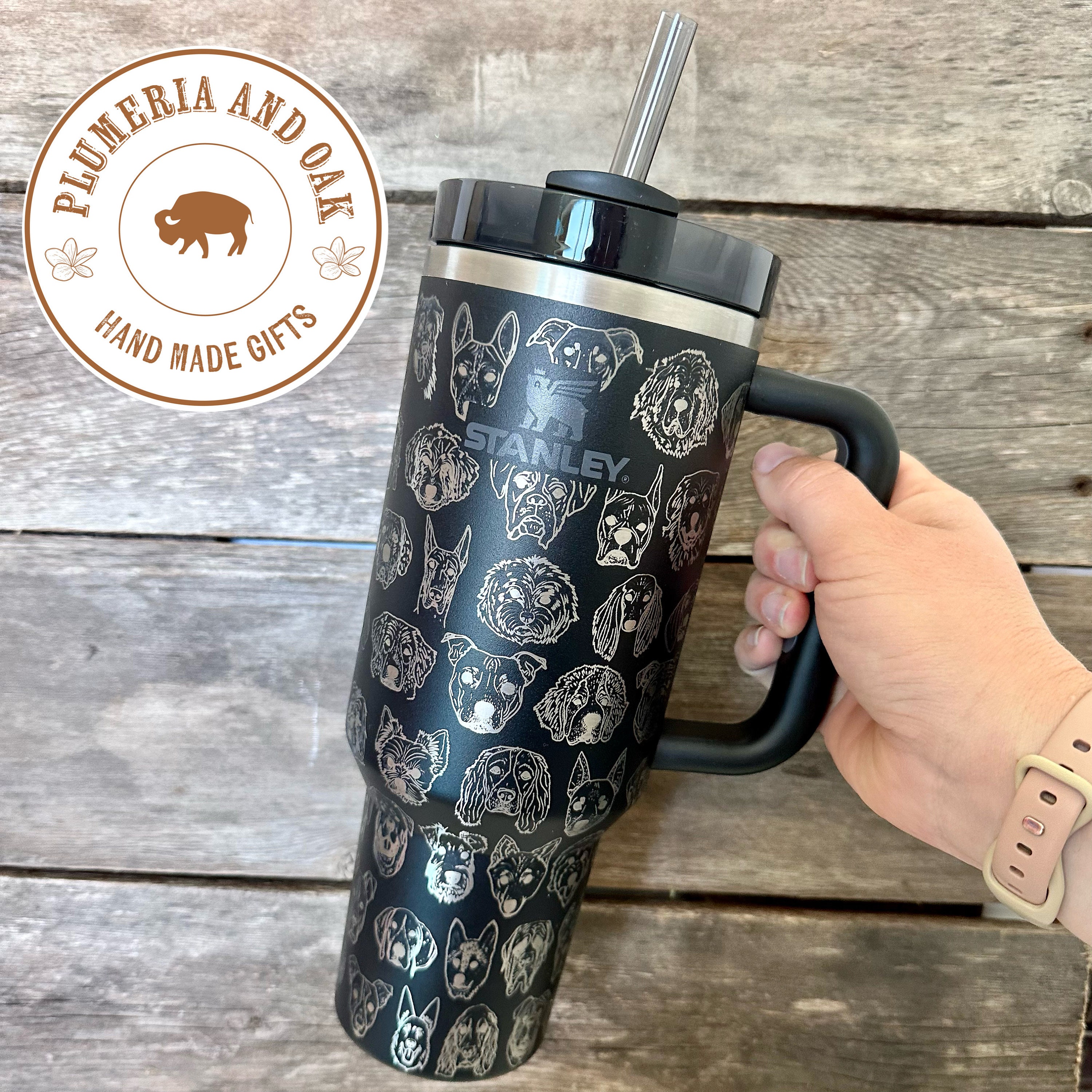 Dog Tumbler, Engraved Tumbler, dog lover cup, dog trainer gift, dog mom mug, 40 oz tumbler with handle, dog dad birthday, pet parent