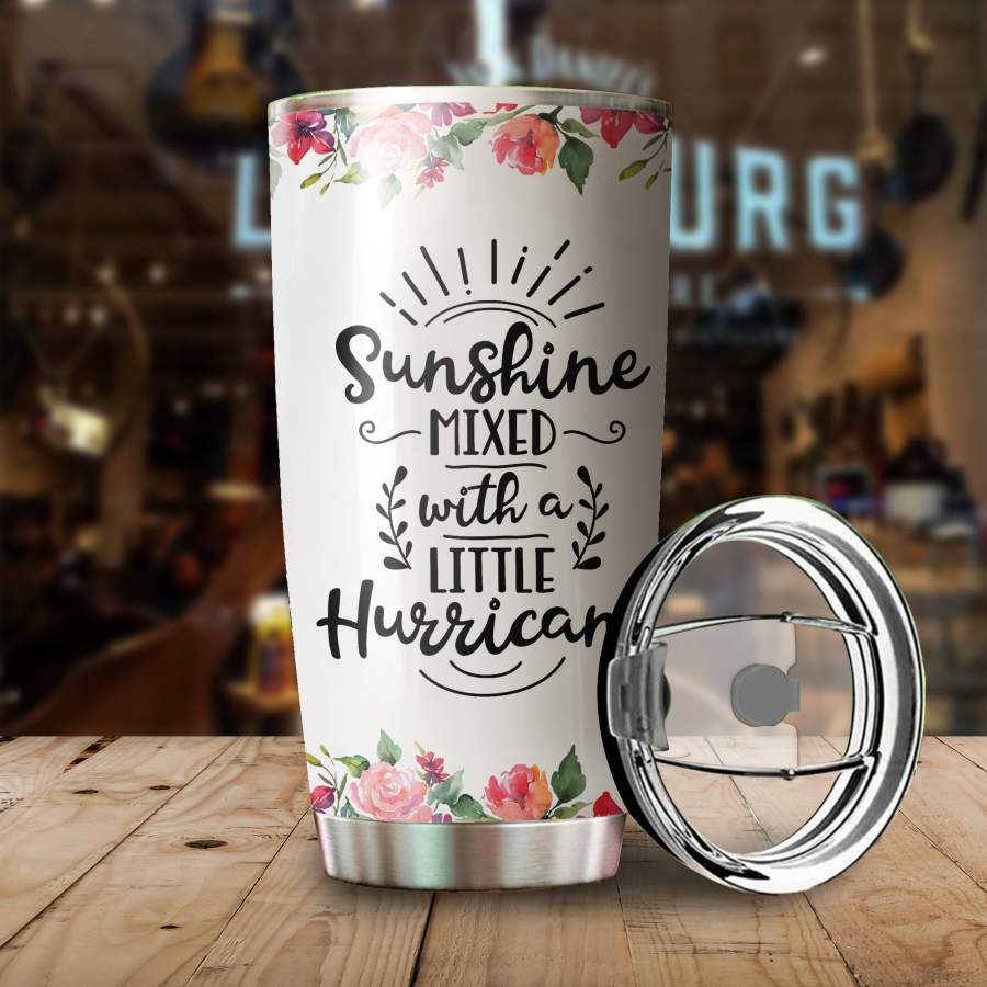 Personalized Your Name Sunshine Mixed With A Little Hurricane Stainless Steel Tumbler