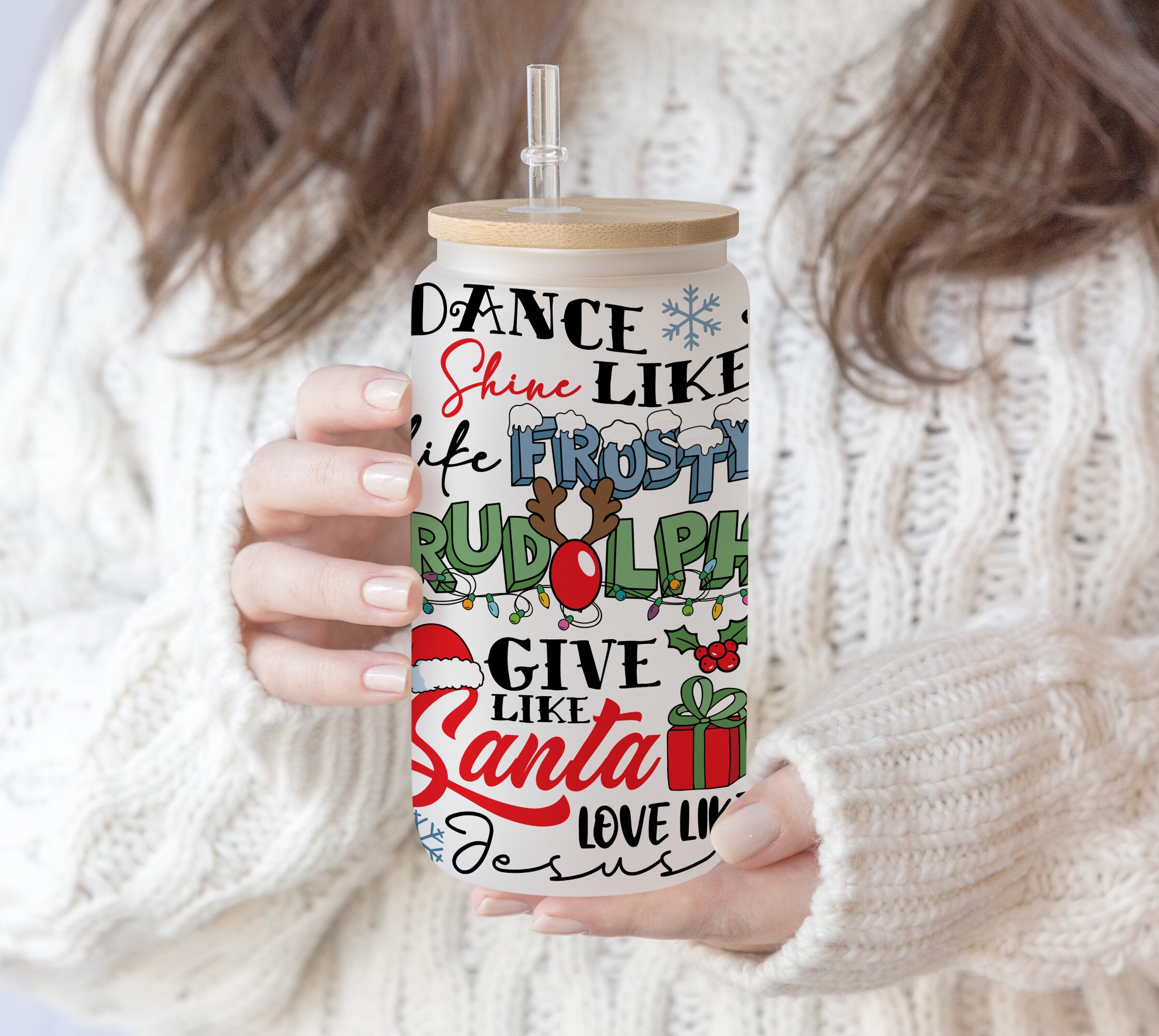 16 oz Libbey Beer Glass Can Dance Like Frosty Shine like Rudolph Give like Santa | Love Like Jesus | Funny Retro Christmas Download PNG file