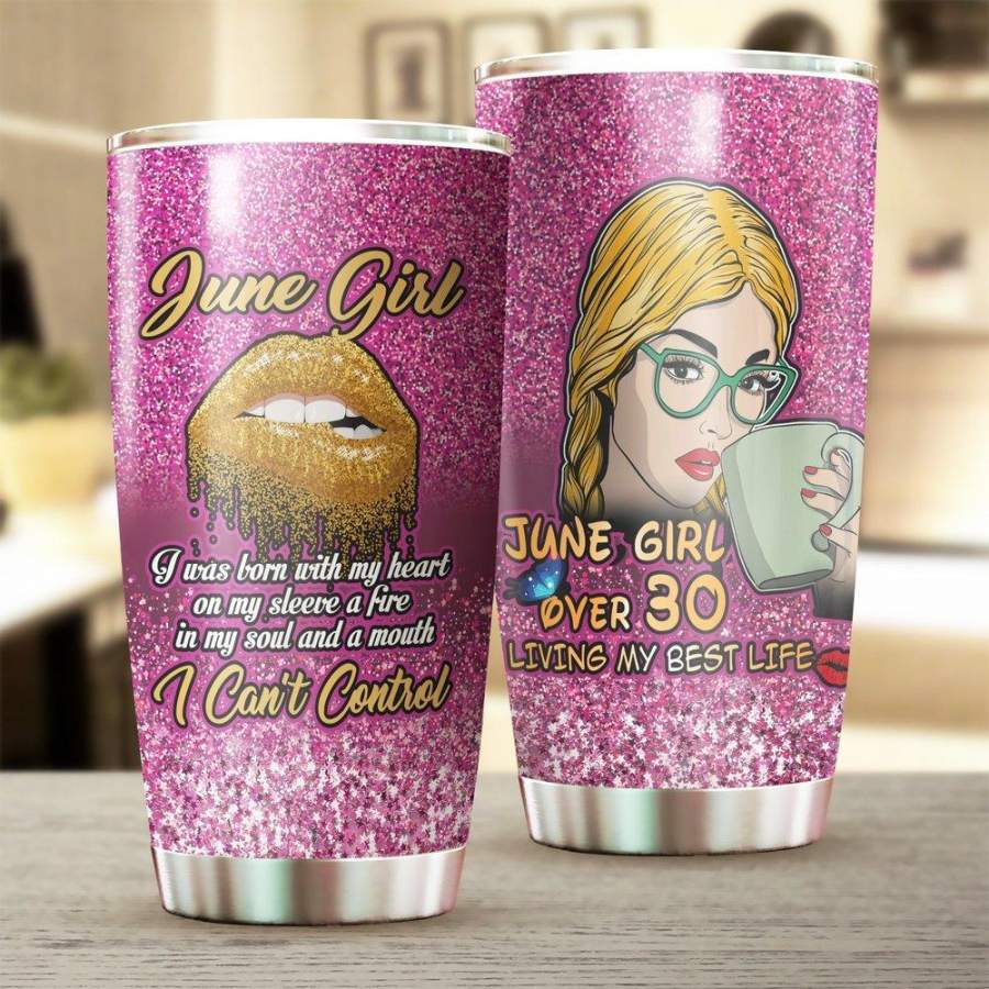 Happy 30th Birthday June Girl Stainless Steel Tumbler 20 Oz, Happy 30th Birthday June Stainless Steel Mug Birthday Gift