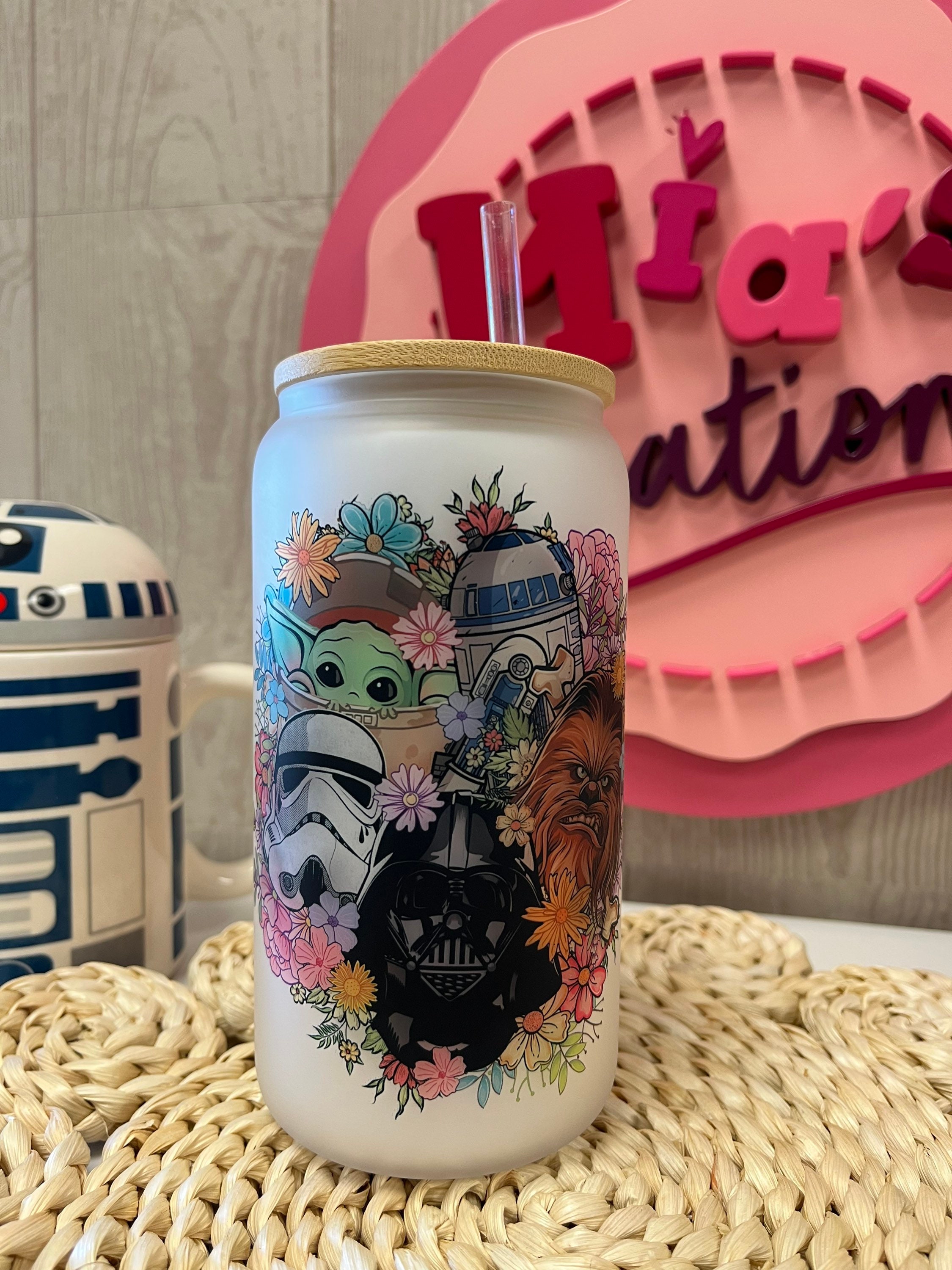 Star Wars frosted glass can, Star Wars glass can, Star Wars