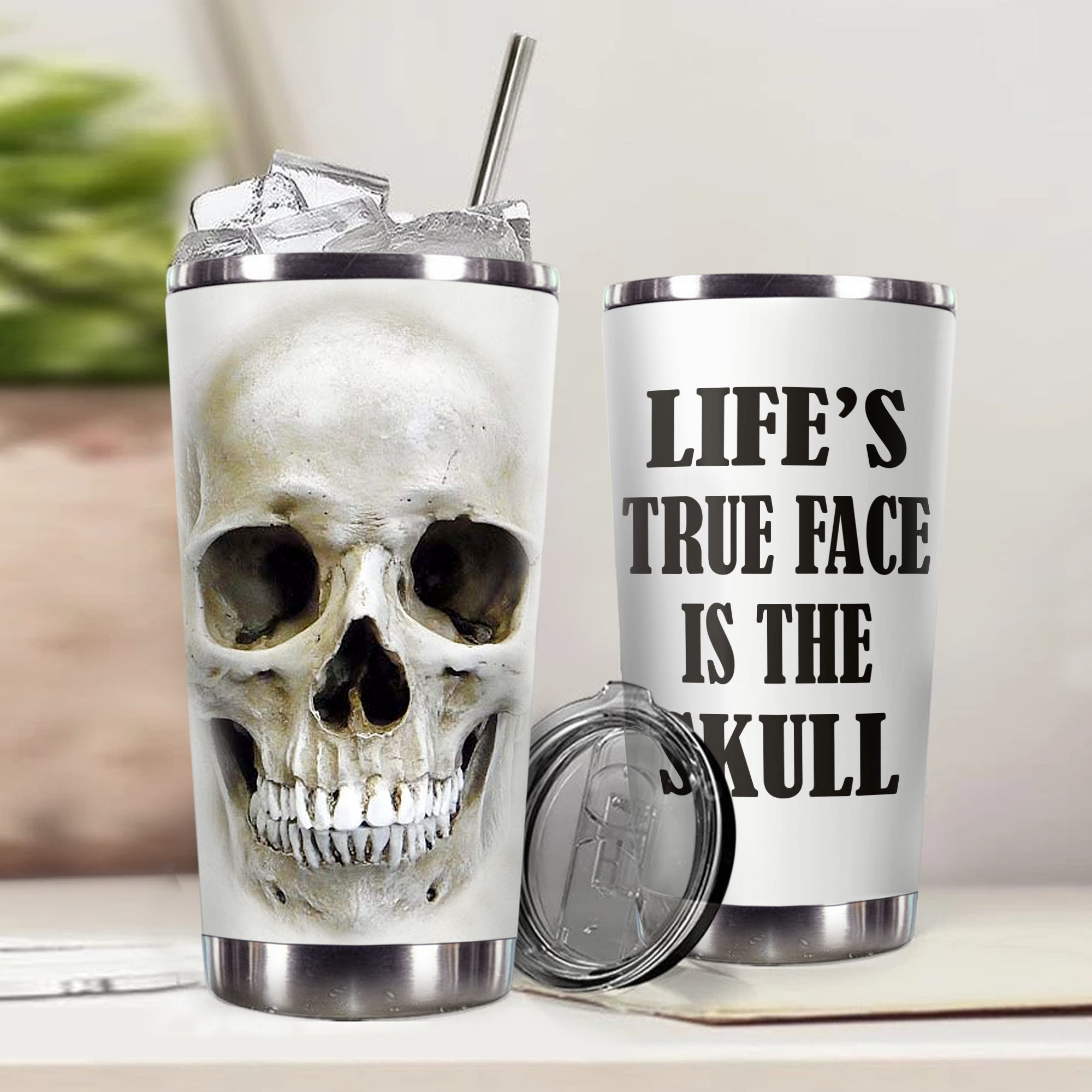 H-Lk Design Vacuum Insulated Tumbler – Life’S True Face Is The Skull 3D