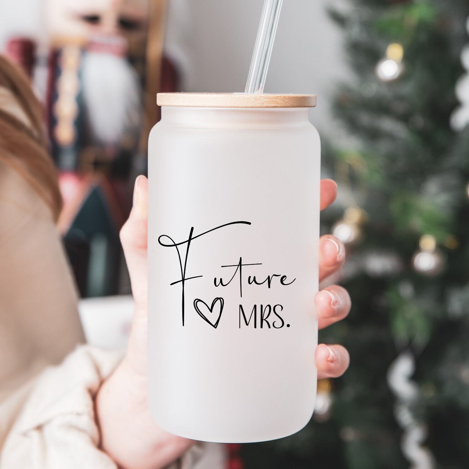 Future Mrs. Beer Glass Jar | Engagement Gift | Iced Coffee Glass | Iced Coffee Cup | Gift for Her | Beer Can Glass | Bride Cup | Bride Mug