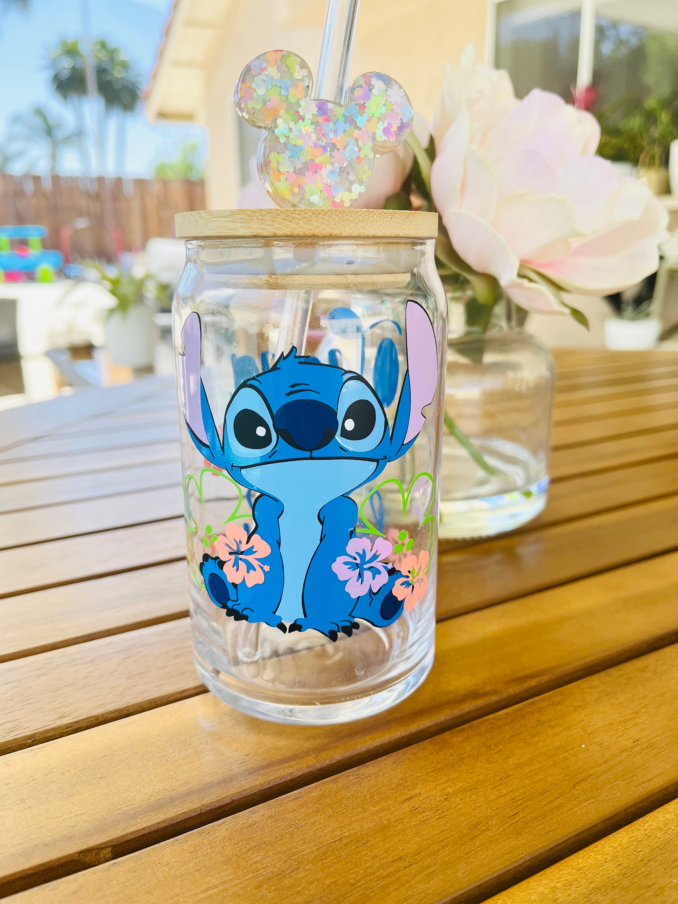 Blue alien, , Stitch cup, Stitch tumbler, Glass beer can,  beer can, , Ohana means family,