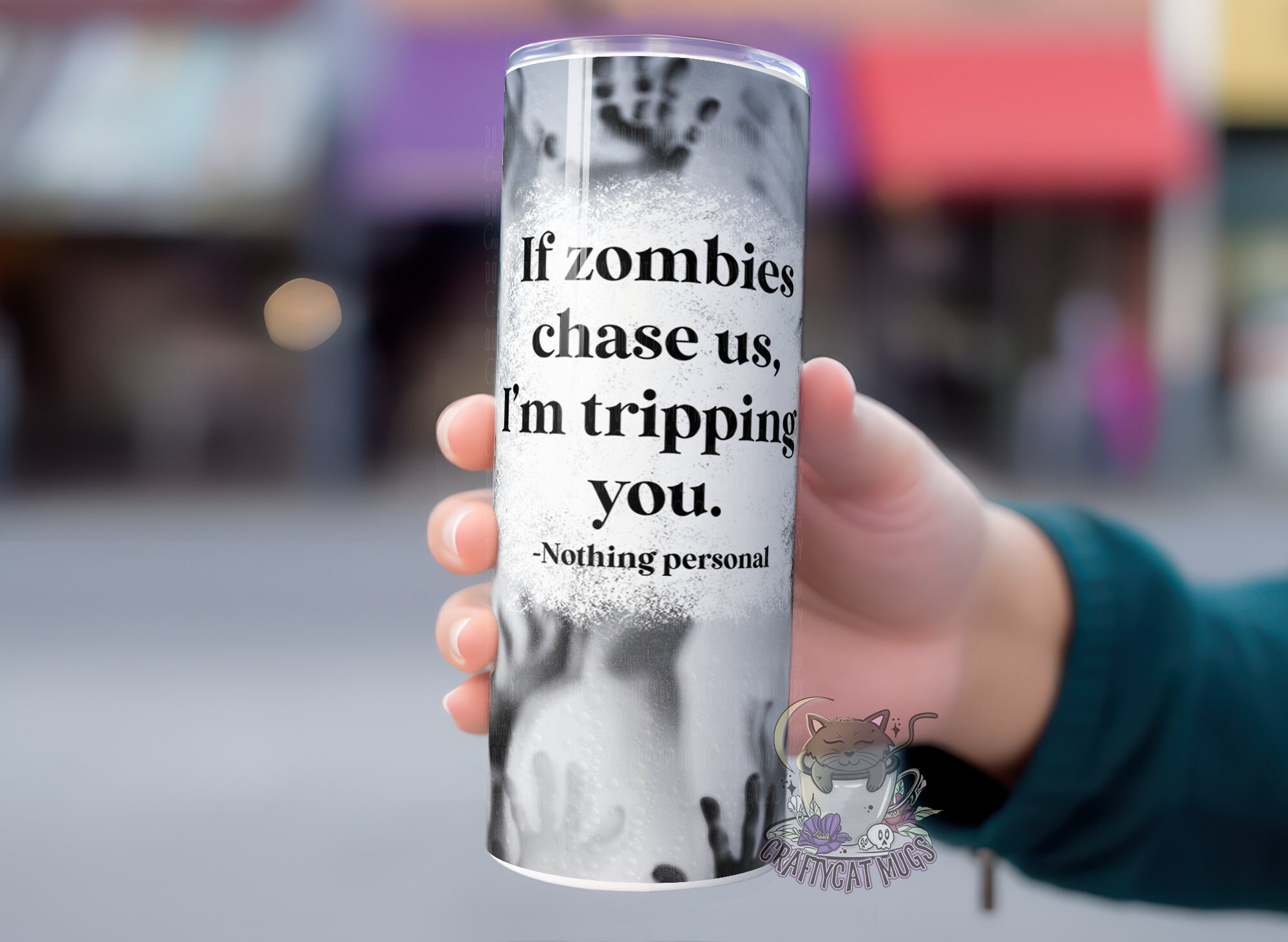 Funny Zombie Tumbler | If Zombies Chase Us I’m Tripping You | Travel Mug | Halloween Cup