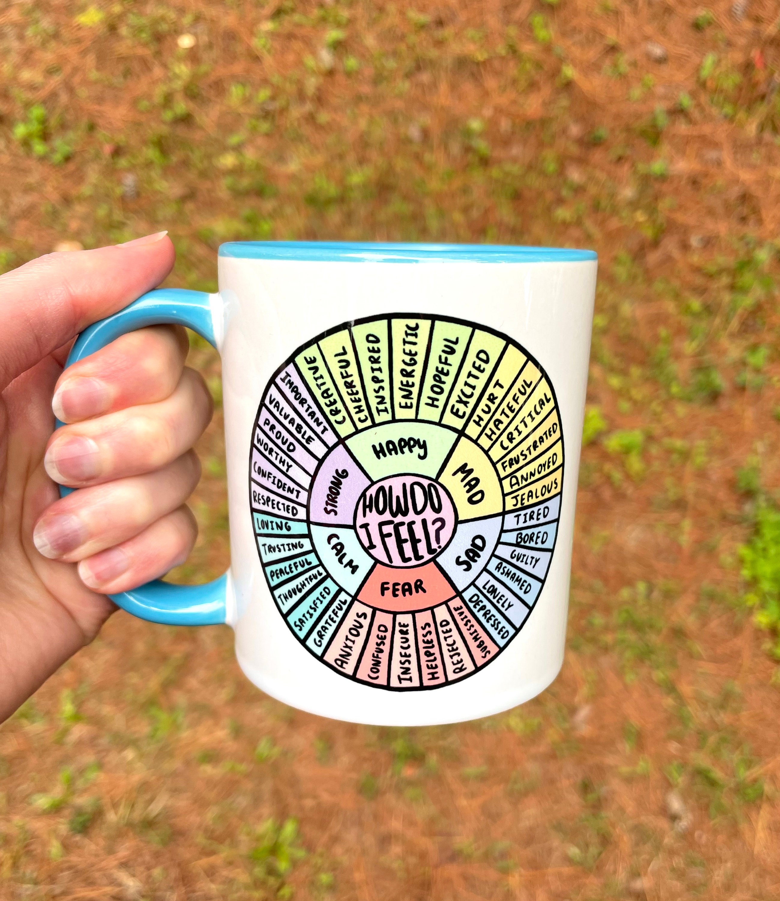 Feelings Mug, Wheel Of Emotions, Feelings Wheel, Therapist mug, Self Love Mug, Therapy Tools, Therapist Gift, Mental health Gift, Self Care