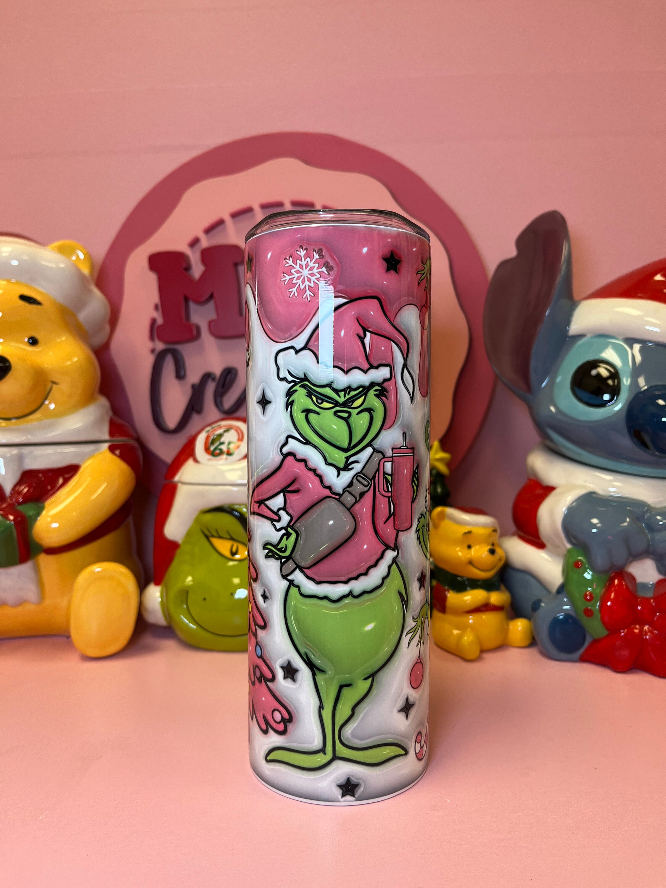 Grinch Pink custom tumbler, The grinch custom tumbler