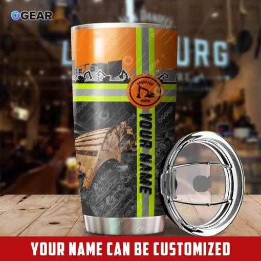 Operator Two Green Line Personalized Name 3D  Stainless Steel Insulated Tumbler Cups For Operator, Gift For Parent, Gift Ideas For Girlfriend