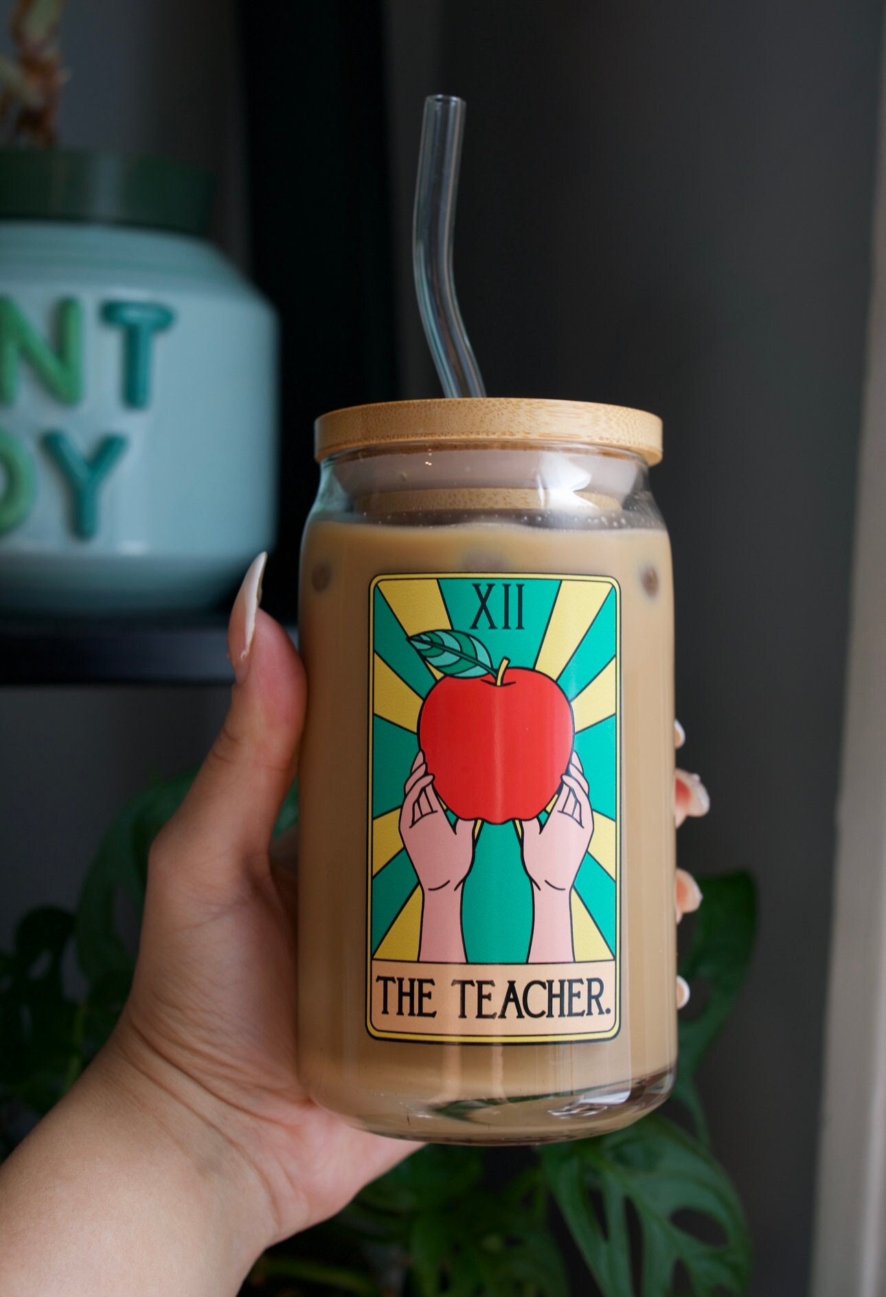 Teacher Gift | Tarot Card Inspired Coffee Cup | Tarot Card Lover |  Glass Cup | Coffee Glass | Iced Coffee Glass | Glass Can | Cute Cup |