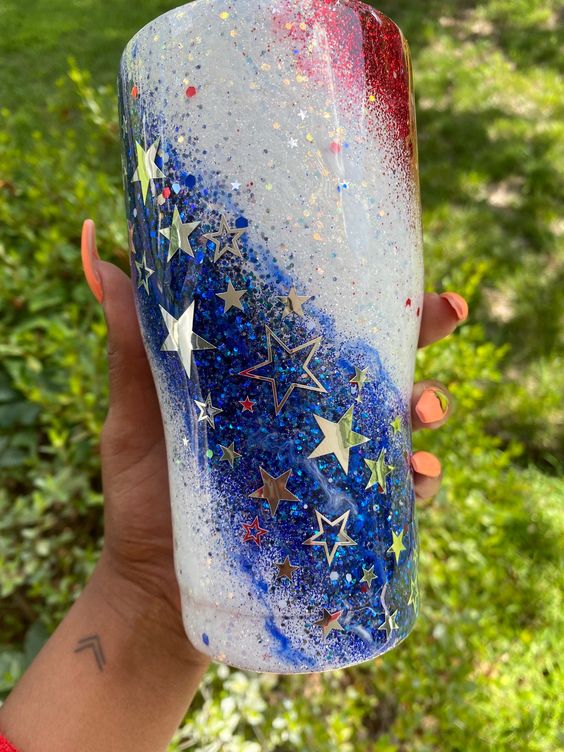 Patriotic Tumbler, 4th of July Tumbler, Red, White and Blue Tumbler