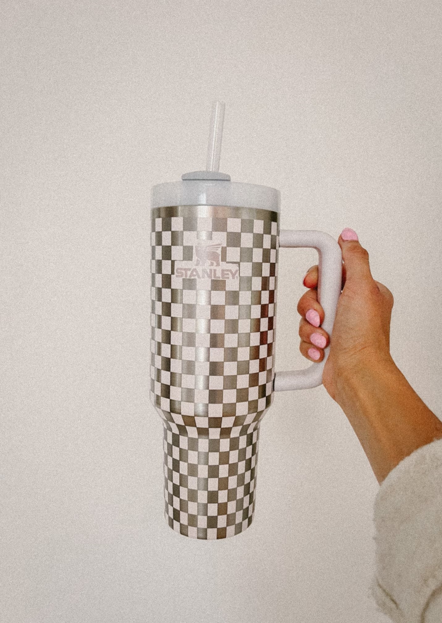 Checkered Tumbler, Engraved Tumbler, 40 oz tumbler with handle, 90s mom gift, retro y2k, postpartum, cool mom cup, aesthetic birthday gift