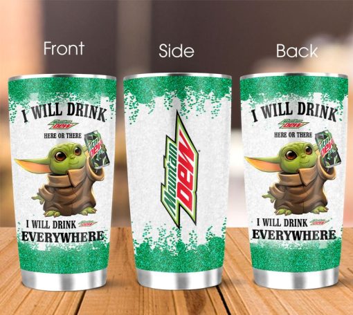 Mountain Dew Yoda Will Drink Everywhere 20Oz Stainless Steel Tumbler