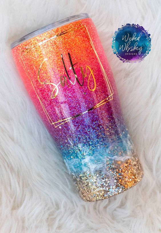 Salty Beach Glitter Tumbler