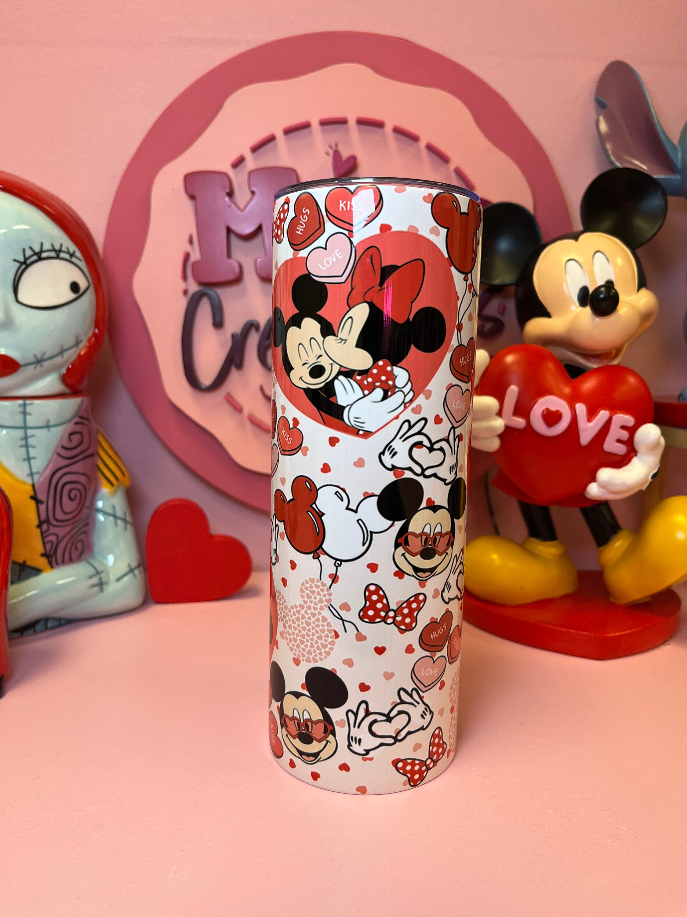 Mickey and Minnie valentines tumbler, Mickey and Minnie custom valentines tumbler