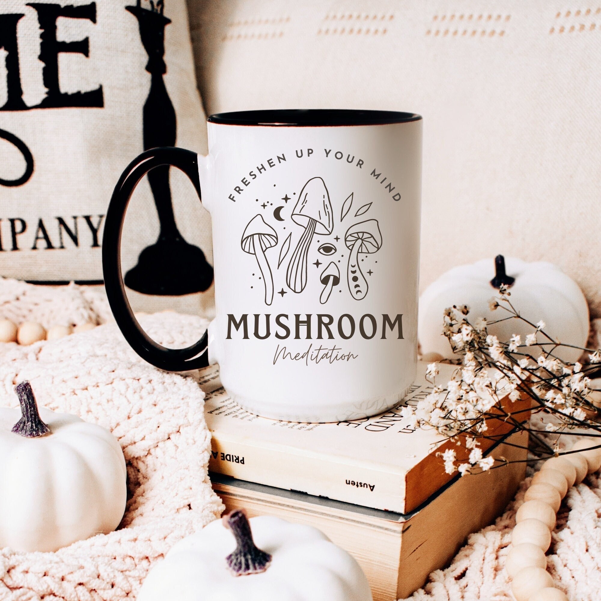 Mushroom Mug, Autumn Mug, Magic Mushrooms, Merry Mushroom, Campfire Mug, Forest Mug, Fall Coffee Mug, Mushroom Tea Cup