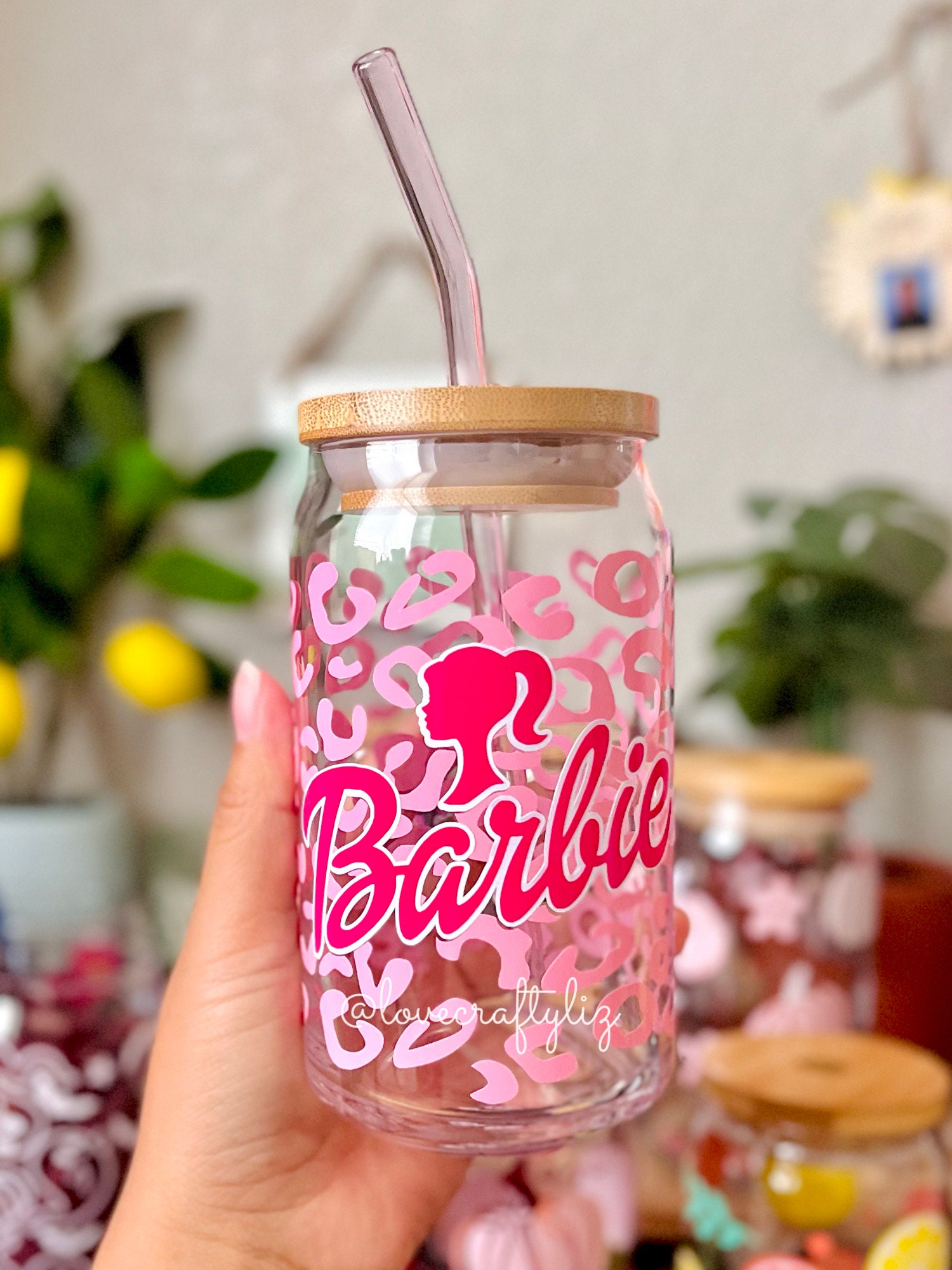 Barbie Cheetah 16 oz Beer Can Glass | Spring Cup | Self Love | Iced Coffee | Halloween | Strawberry | Gift | Ken Doll